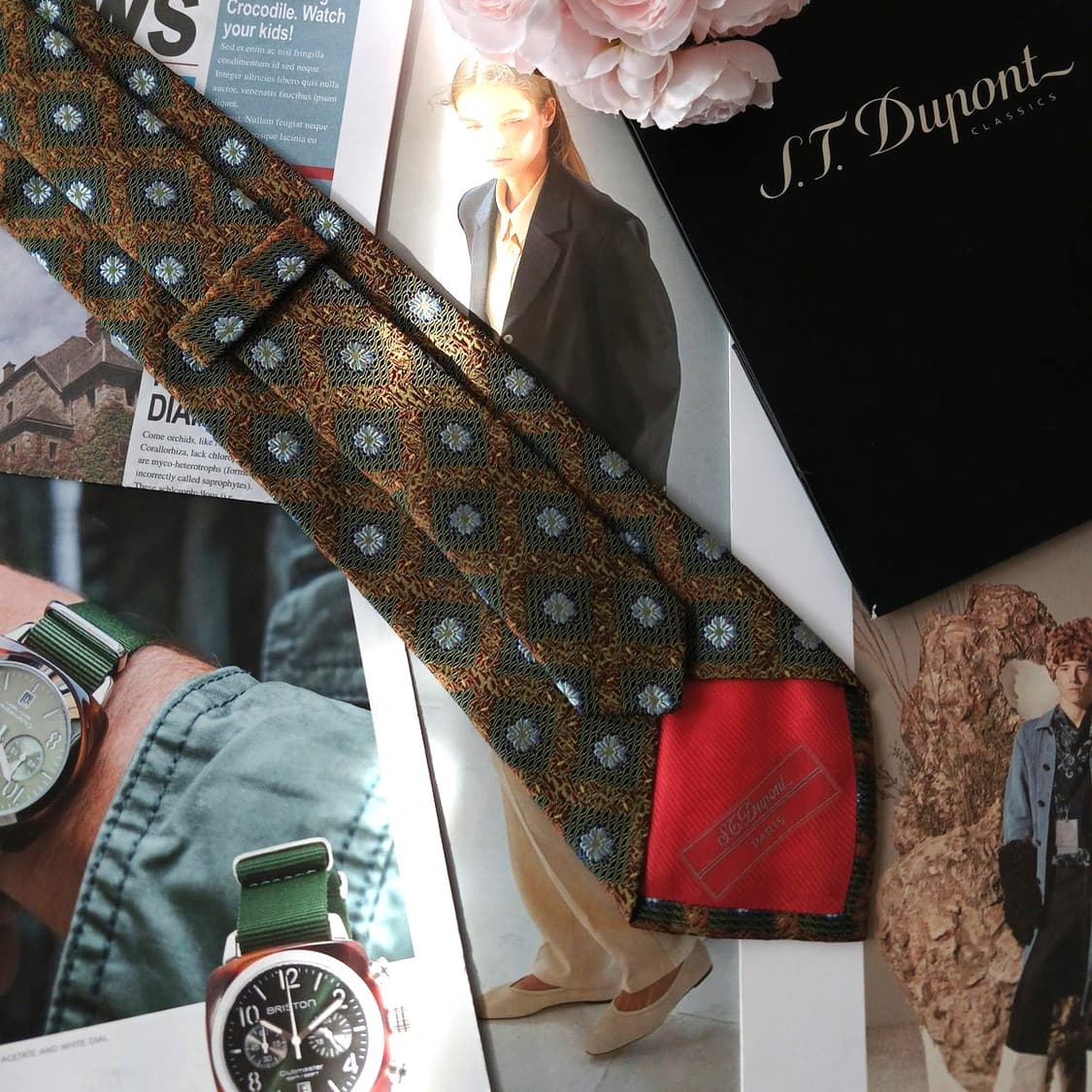 듀퐁 실크 브라운 플라워 자카드 넥타이 9.3cm A+등급 A18855
 상품이미지4