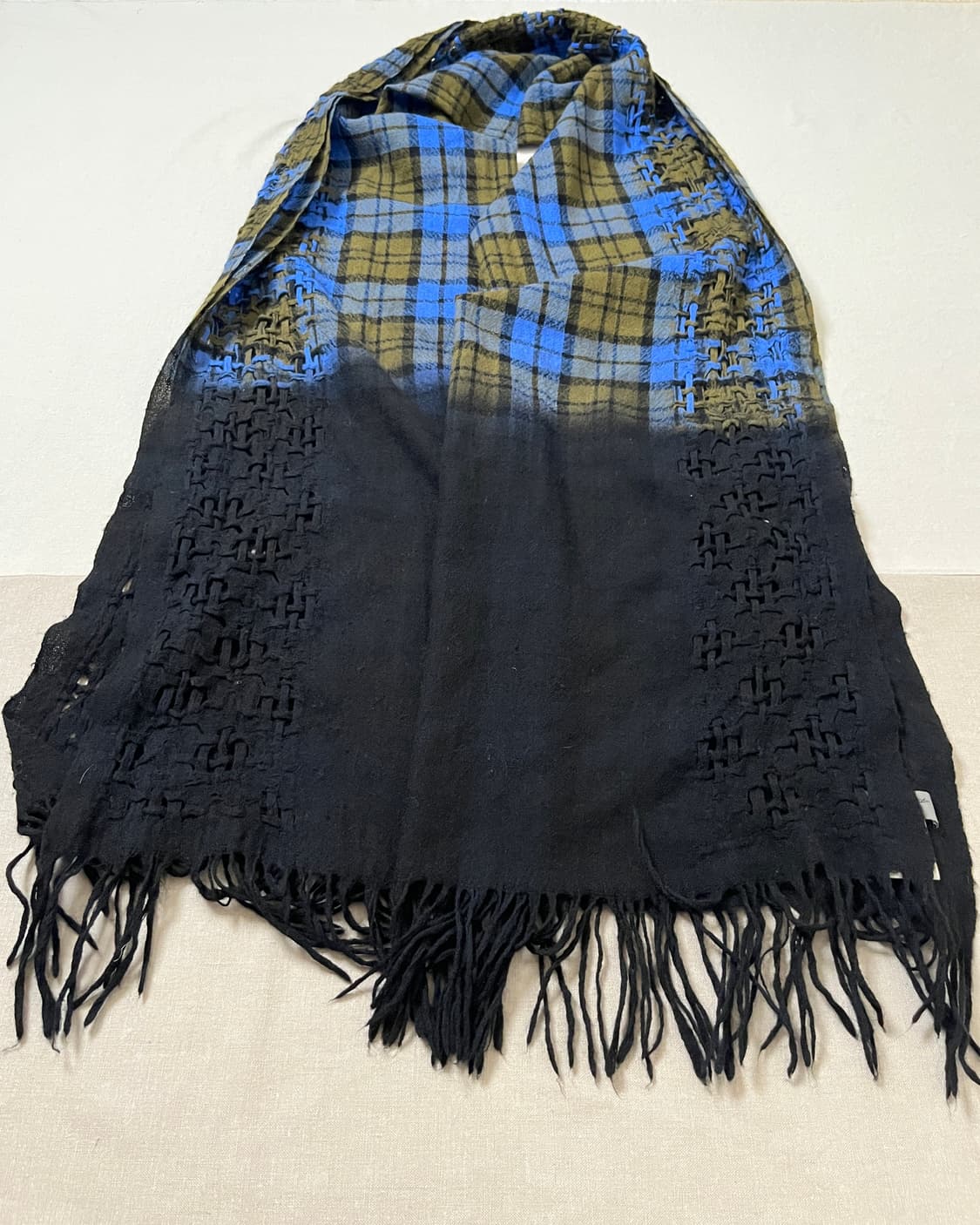 요지야마모토 뿌르옴므 체크 그라데이션 머플러 yohji yamamoto 상품이미지5