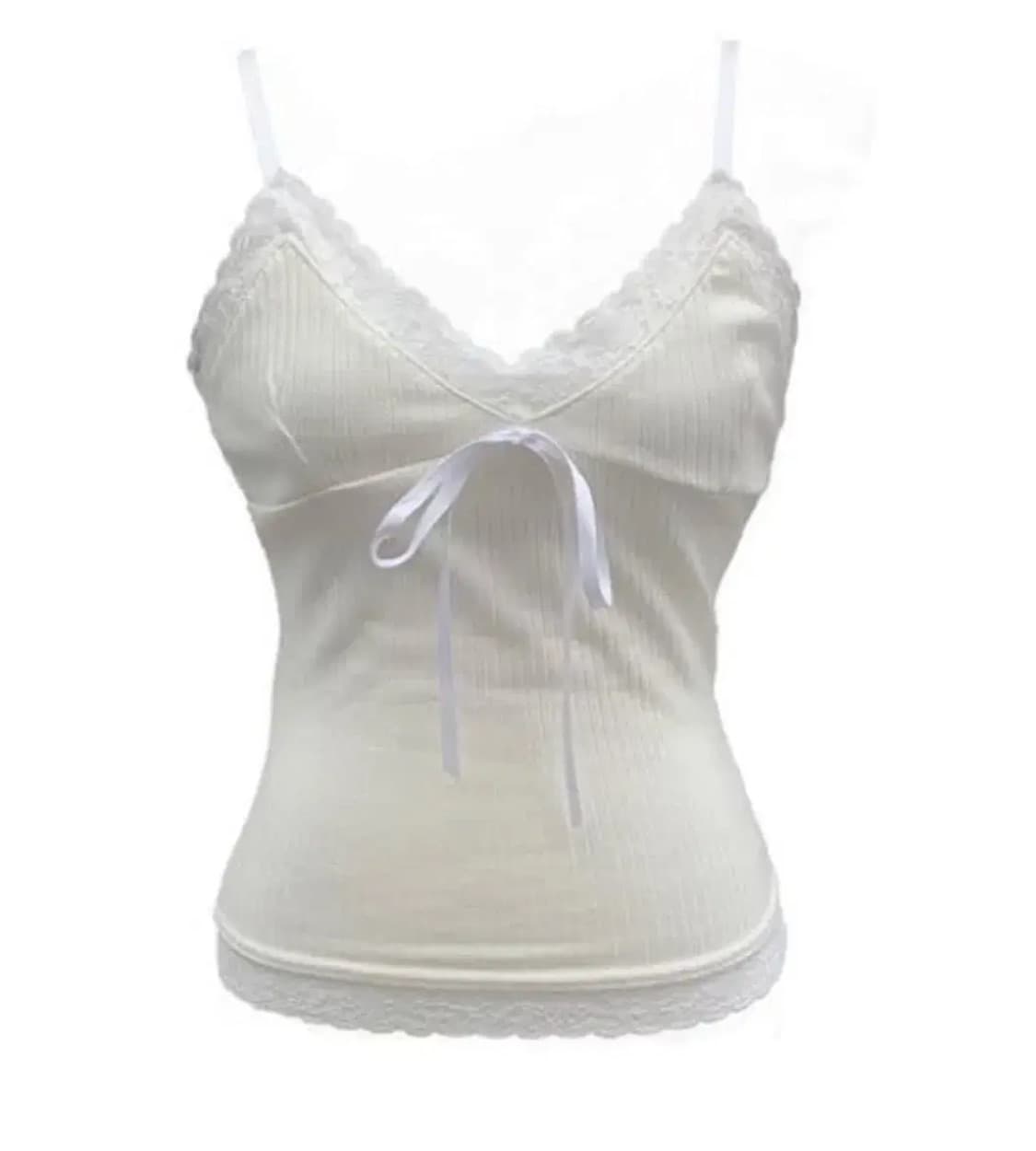 ౨ৎ suzen 스젠 리본 슬리브리스 레이스탑 빈티지 나시 갸루 페어리  상품이미지1