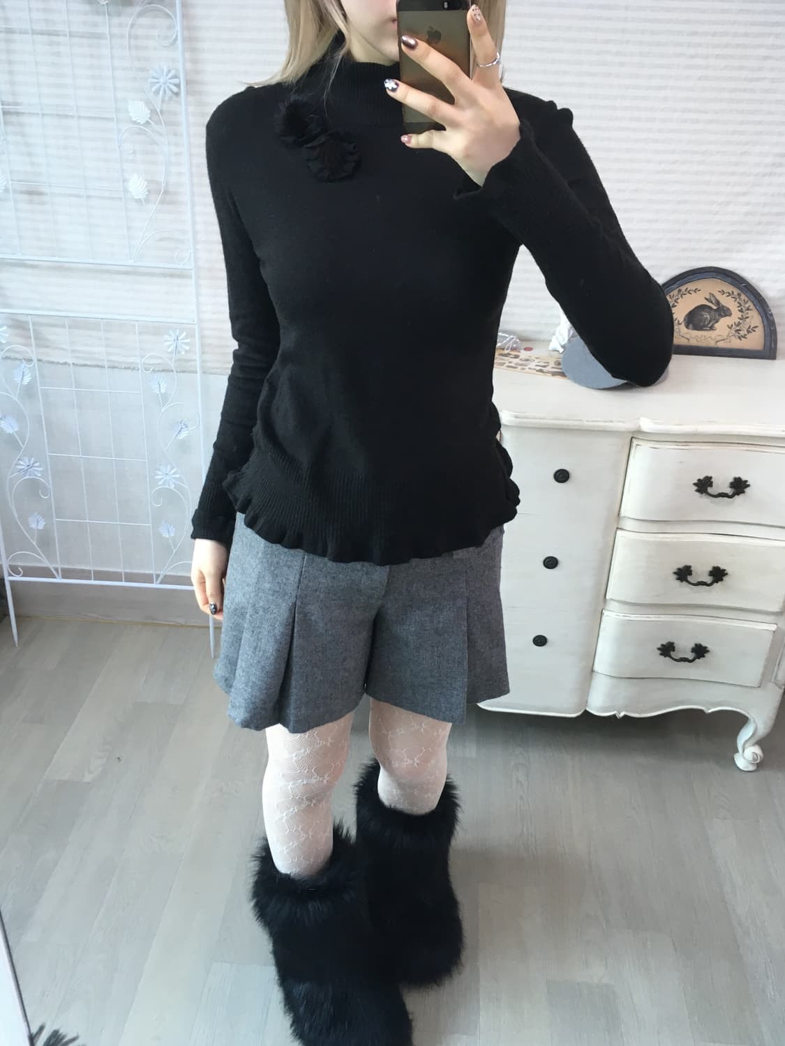 jpn vintage 블랙 코사지 풀오버 니트 상품이미지3