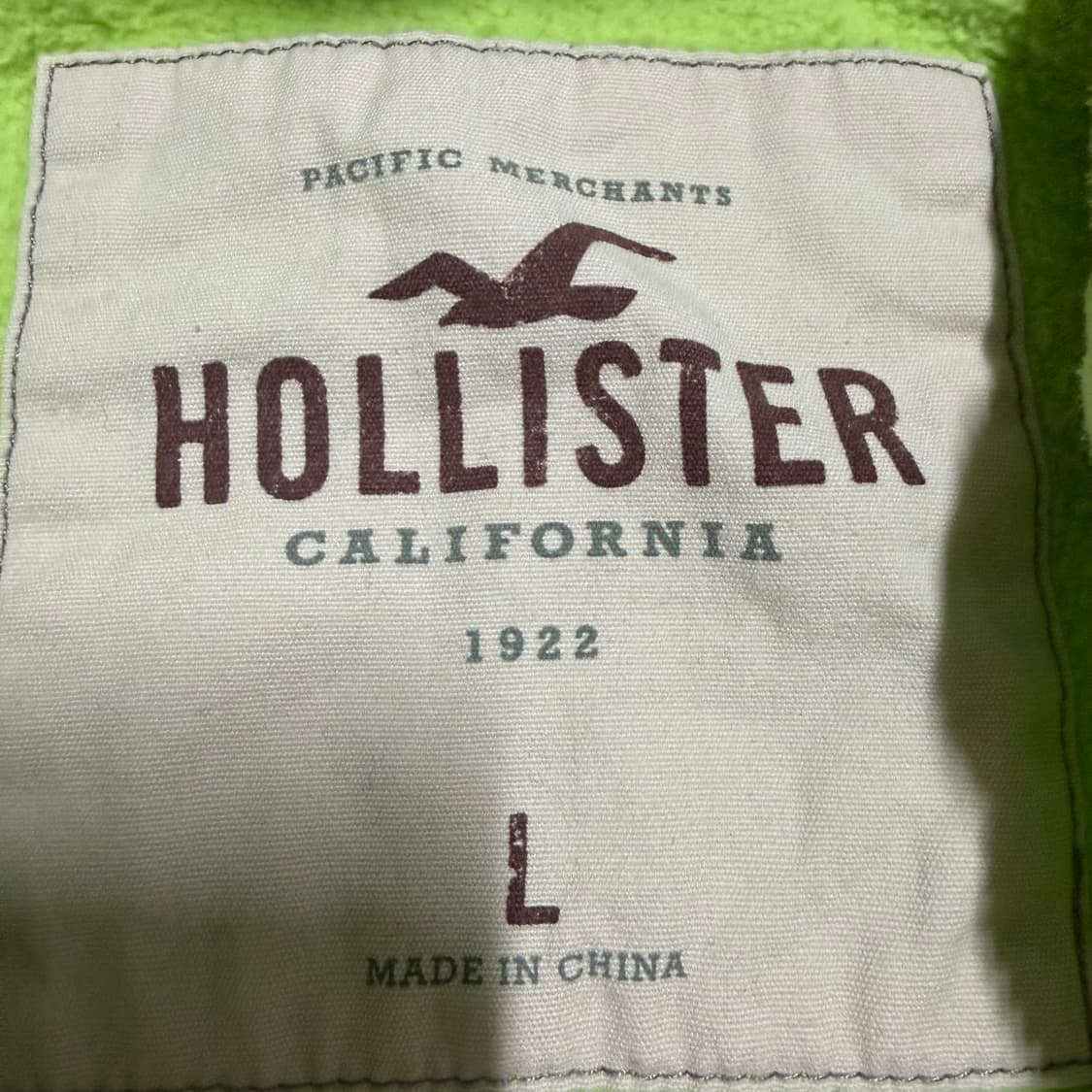 홀리스터 라임색 후드집업 L 상품이미지3