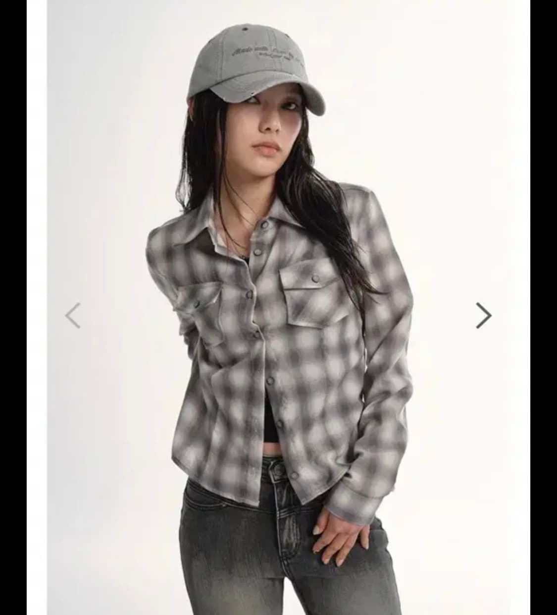 Ason 블러 체크 셔츠 그레이 상품이미지1