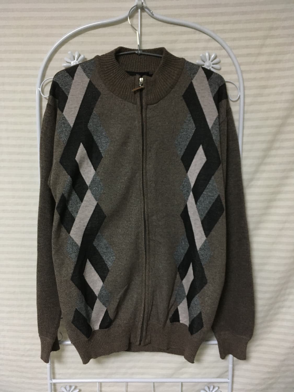 빈티지 브라운 아가일 니트 집업 y2k 스트릿 갸루 펑키 일본빈티지640 상품이미지1