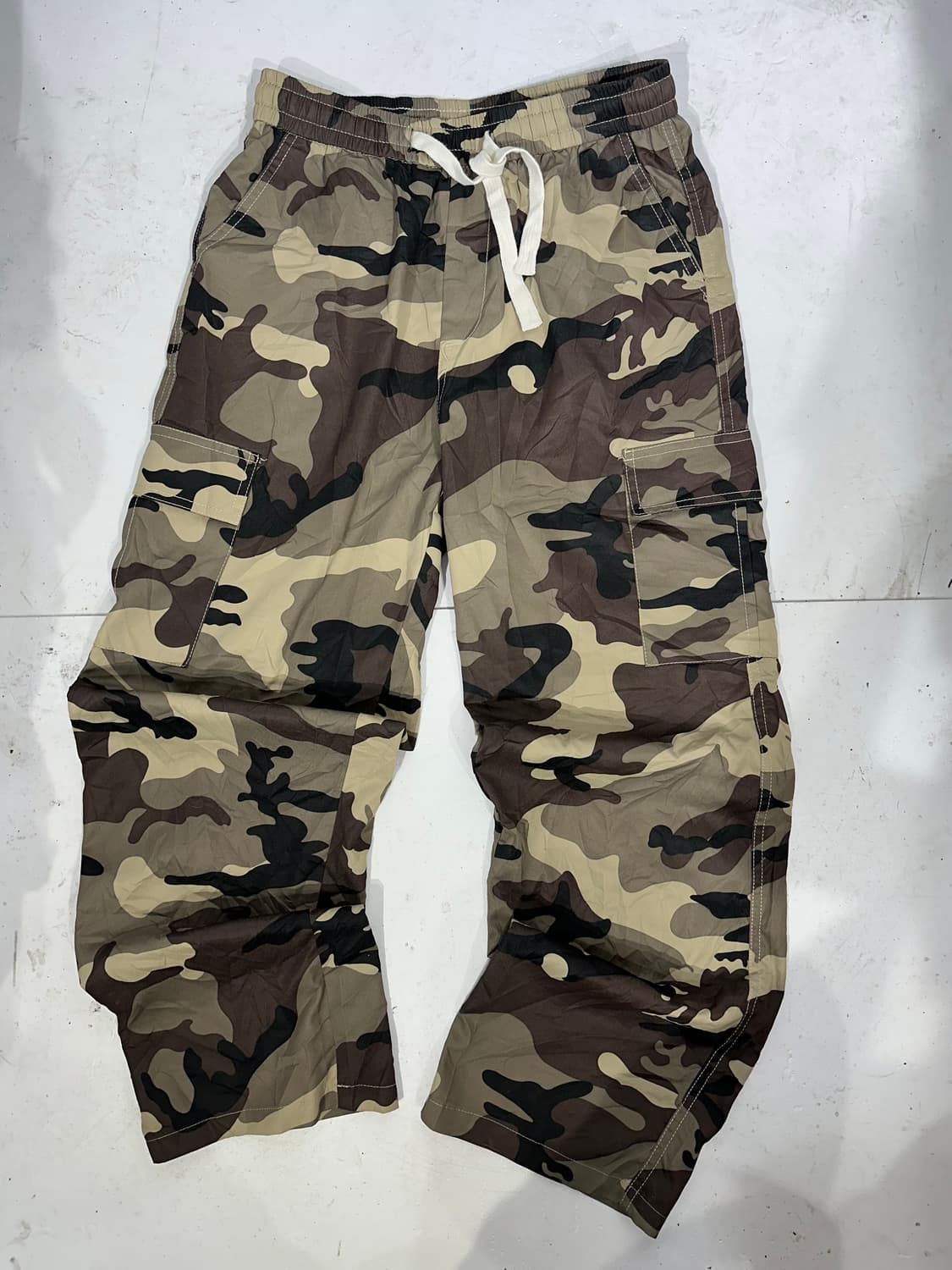 빈티지 베이지 밀리터리 카모 와이드 카고 팬츠 M 상품이미지4