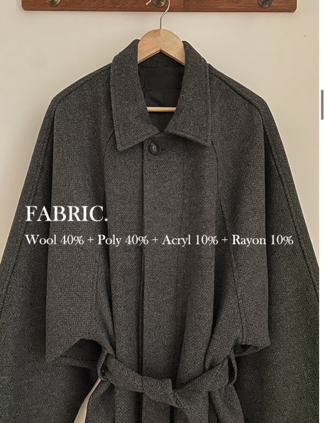 투플랜 로브 발마칸 코트 차콜 L 상품이미지2