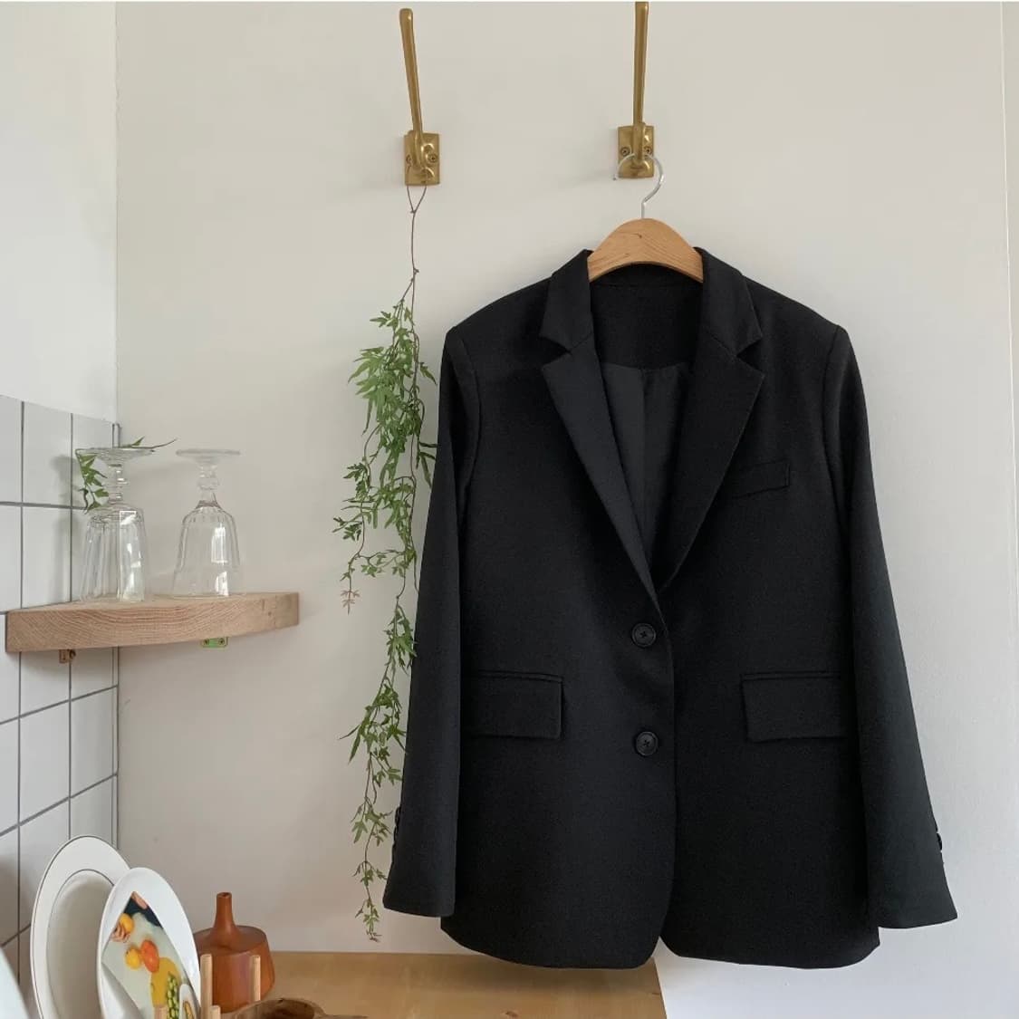 딜라잇문 정장 면접 자켓 오버핏 블레이저 블랙 상품이미지2