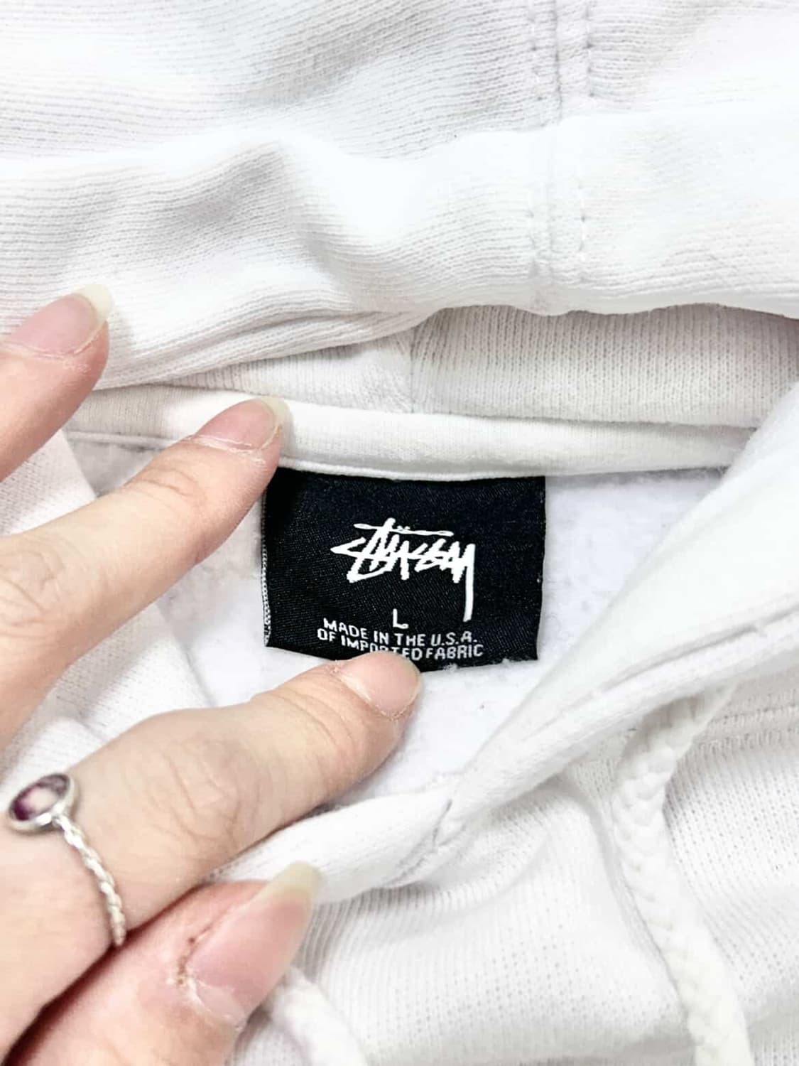 스투시 인터내셔널 빅로고 화이트 후드 상품이미지8