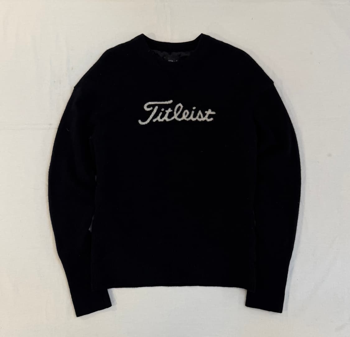 타이틀리스트 골프 빅로고 방풍 울 니트 블랙 상품이미지1
