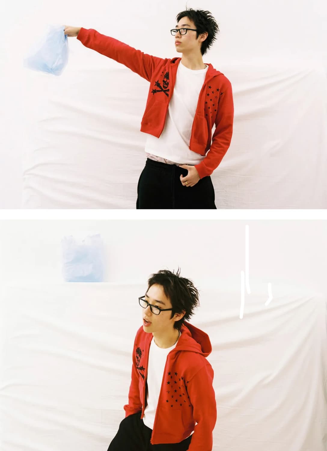 웹하우스 스컬 스타 엔젤 후드집업 레드 상품이미지4