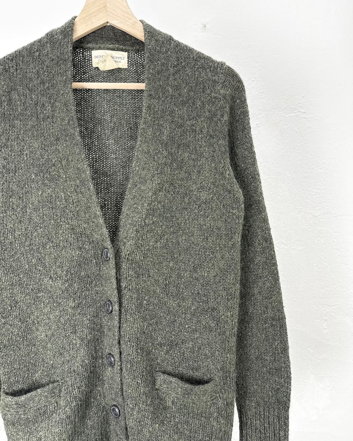 데님 앤 서플라이 랄프로렌 카키 그린 듀얼 포켓 울 니트 가디건 상품이미지3