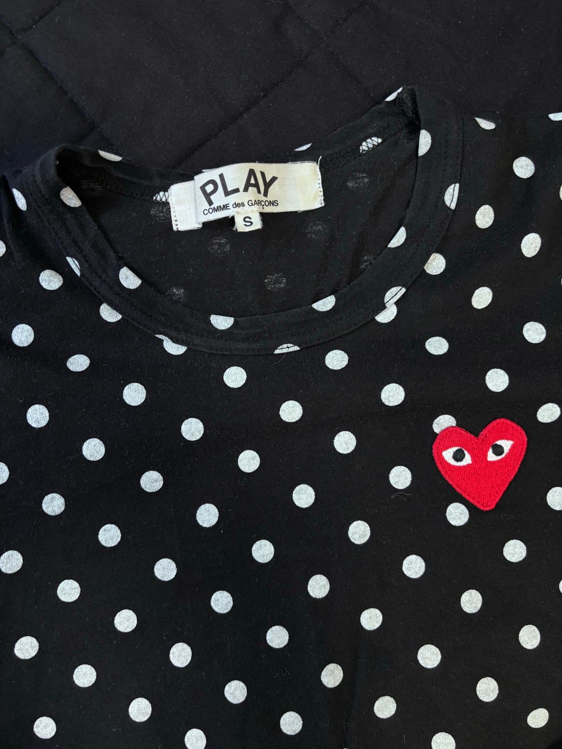 플레이 꼼데가르송 폴카 닷 레드 하트 도트 롱슬리브 티셔츠 블랙 S 상품이미지3