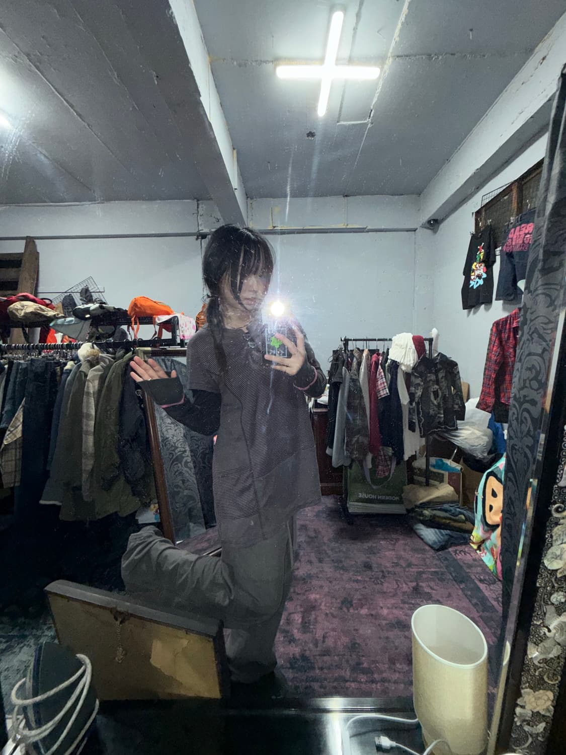 레드 브라운 스트라이프 버클 롱티 상품이미지5
