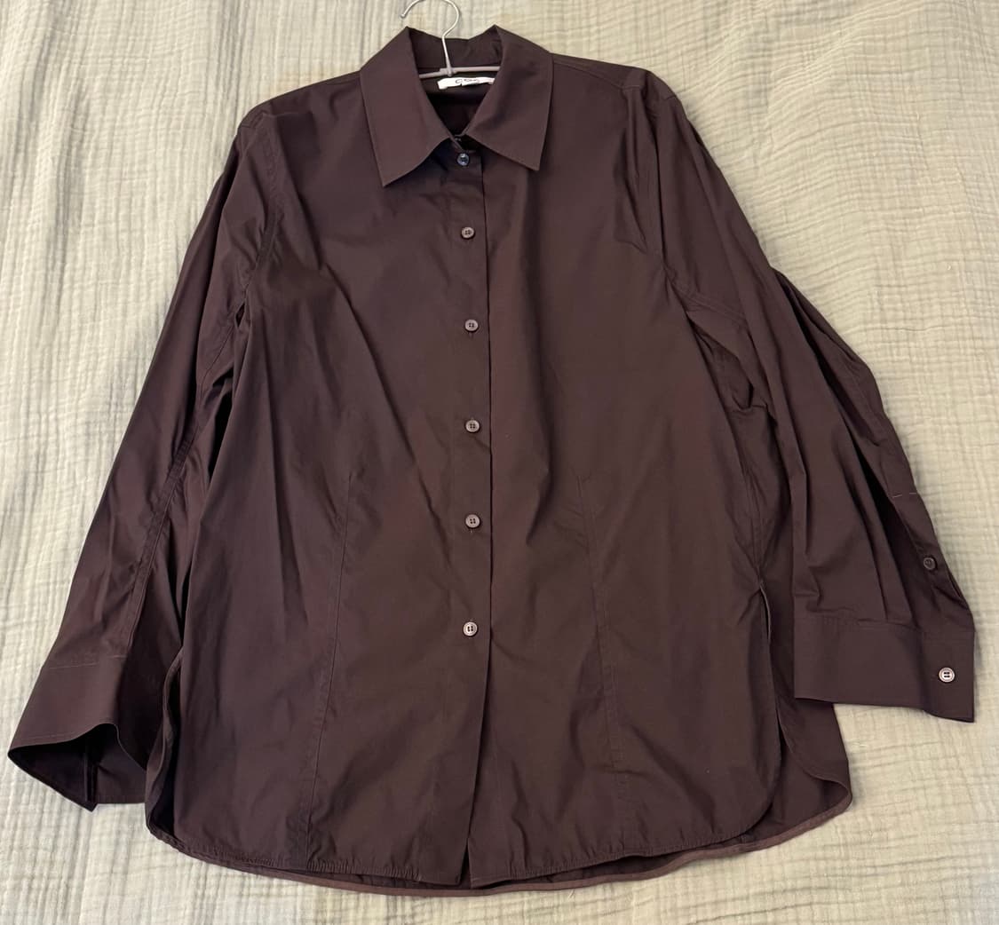 코스COS코튼 블렌드 오버사이즈 셔츠 브라운 상품이미지5