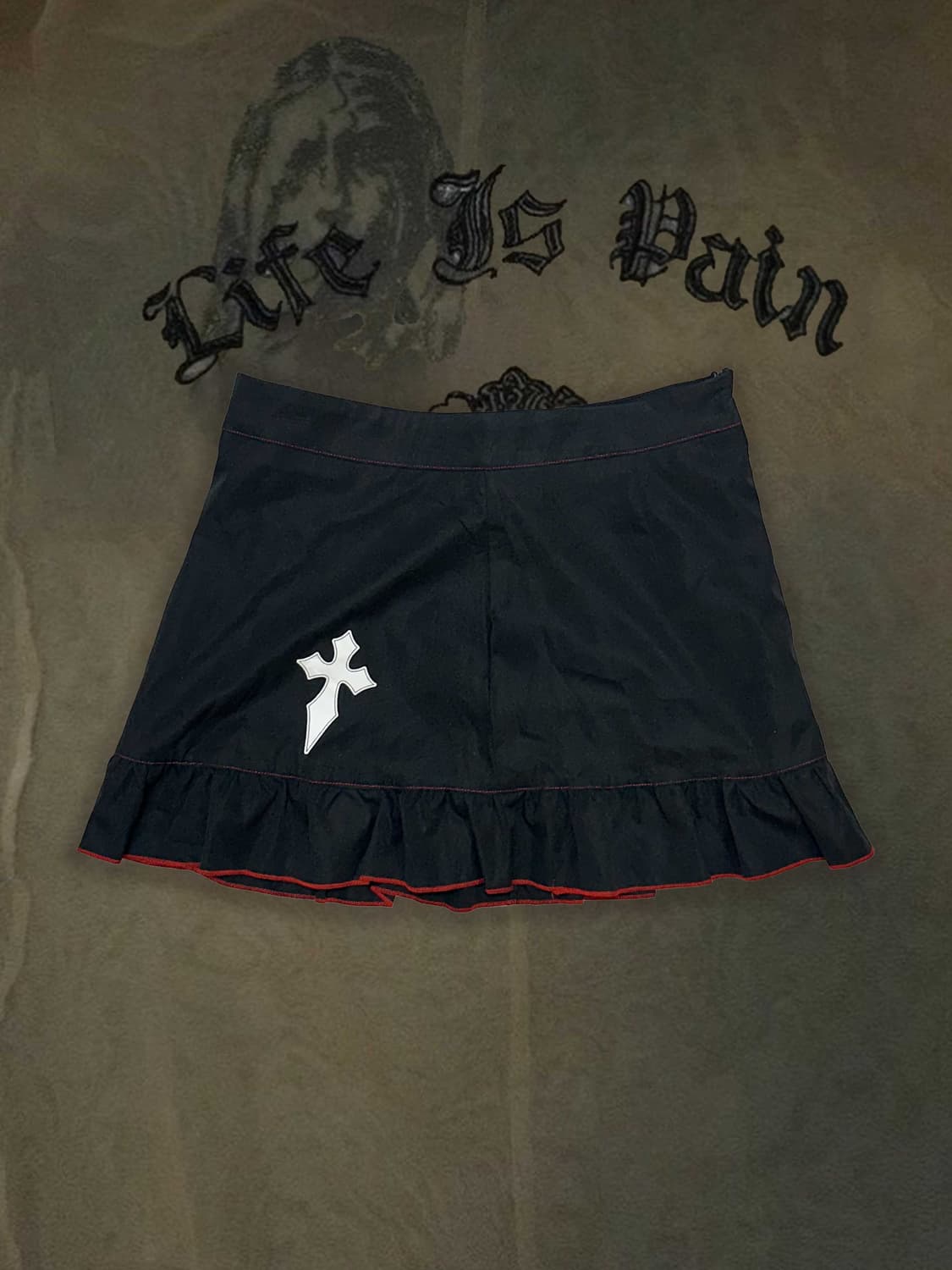 빈티지 십자가 프릴 포인트 미니스커트 상품이미지1