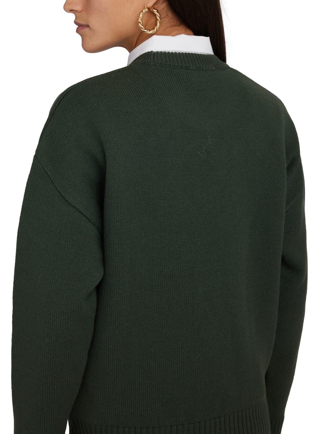 [XS,S] 아미 빅 하트 로고 안타르시아 스웨터 니트 다크 그린 상품이미지4