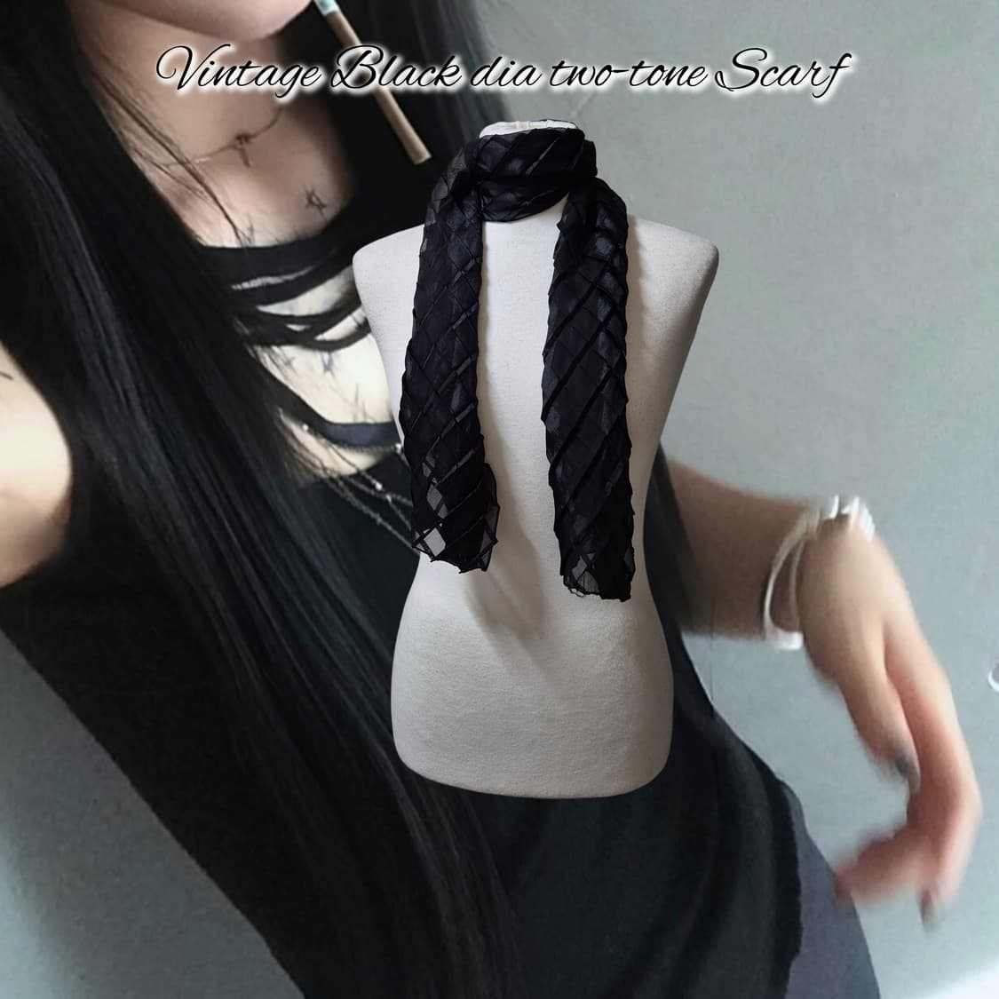 Vintage Black dia two-tone Scarf 상품이미지1