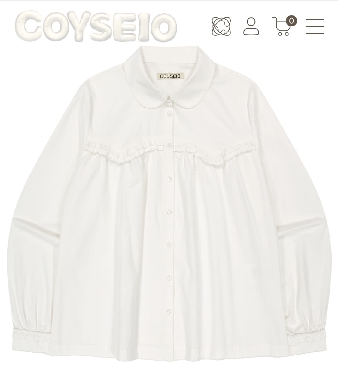 코이세이오 러프컷 프릴 셔츠 아이보리 상품이미지1