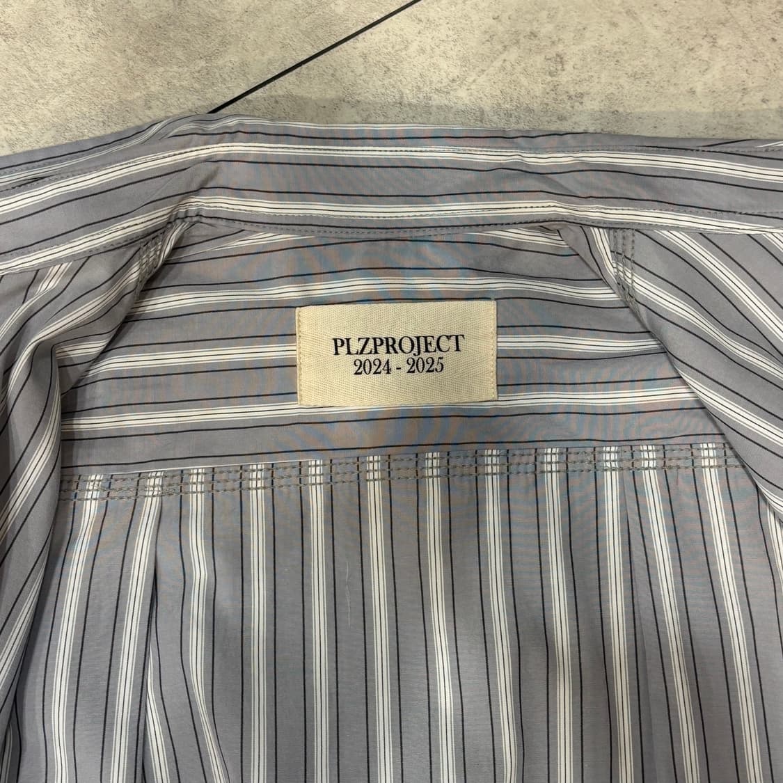 플리즈프로젝트) Button Stripe Shirt Gray F 상품이미지8