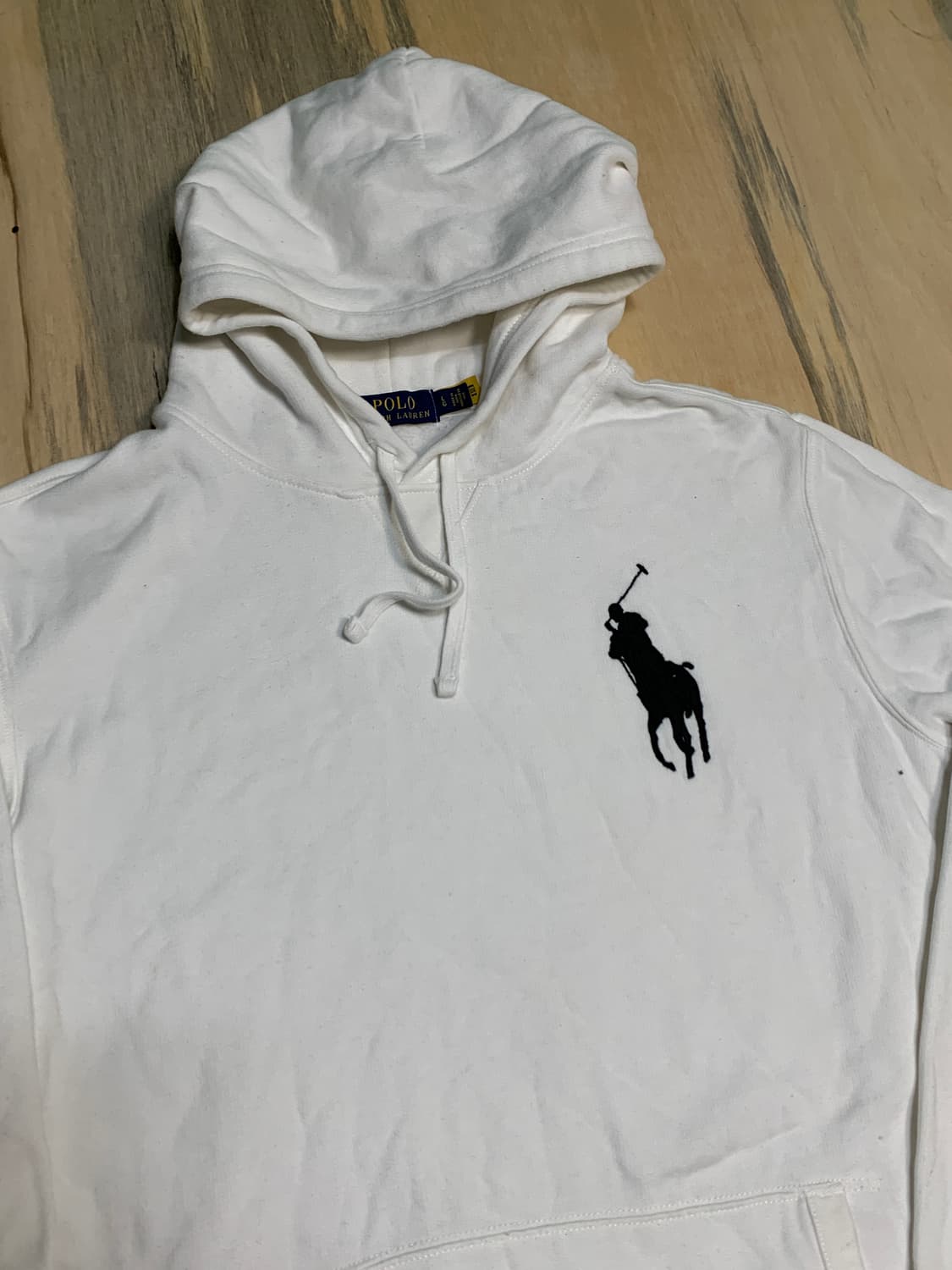 대대장 폴로 랄프로렌 화이트 빅포니 후드티 L 상품이미지3