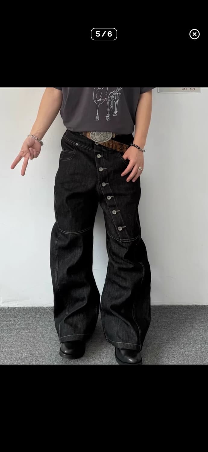 커브드 버튼 데님 팬츠 상품이미지5