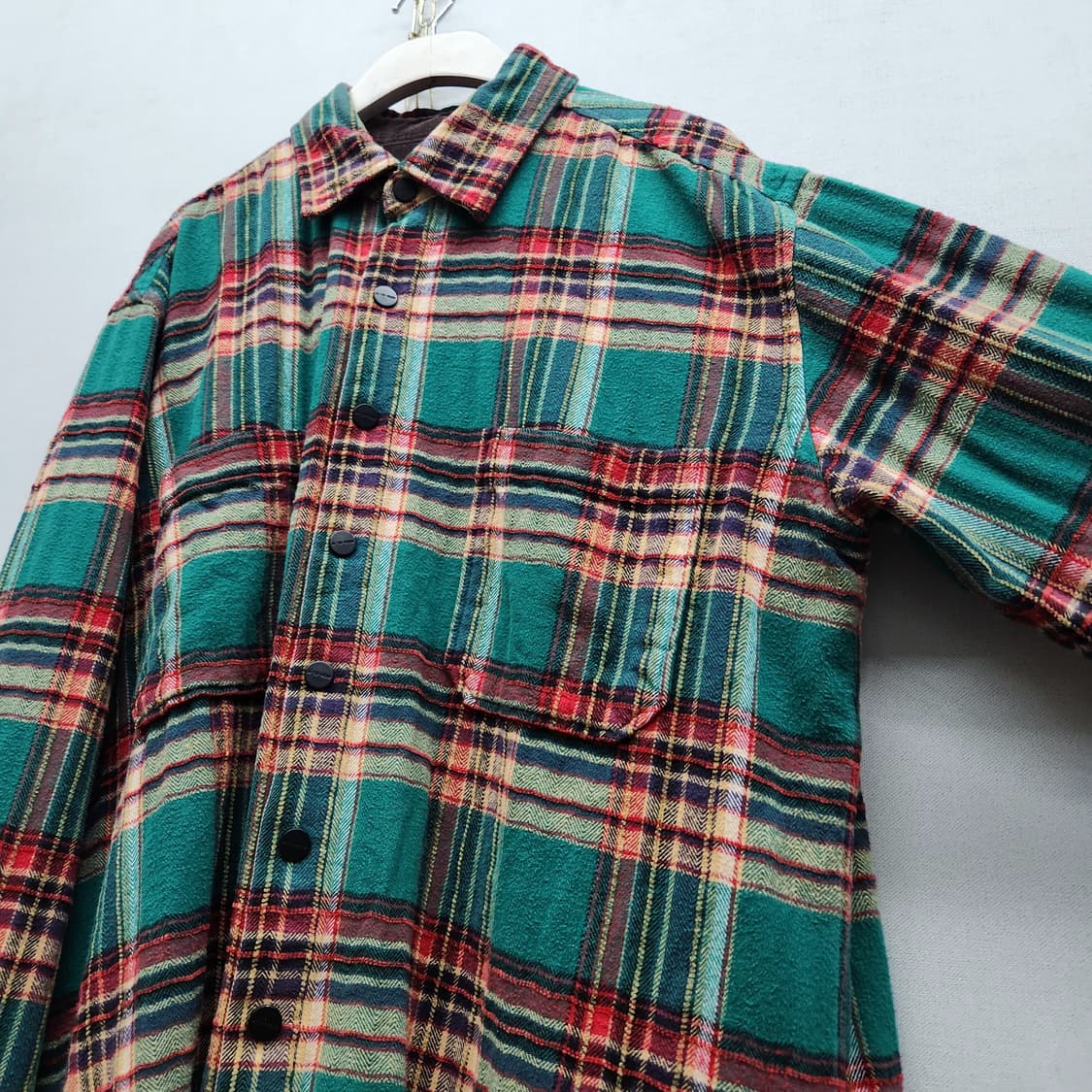 어텐션로우 오버사이즈 타탄 체크 플란넬 셔츠 2(2XL) 상품이미지3