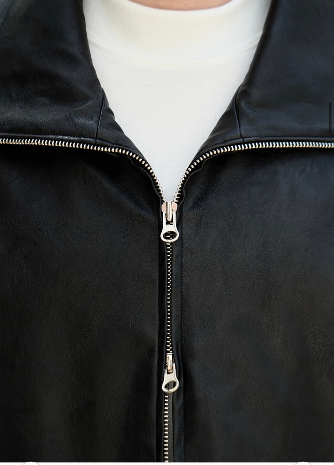 (L) 드로우핏 스모크 레더 하이넥 블루종 [SMOKE BLACK] 판매 상품이미지6