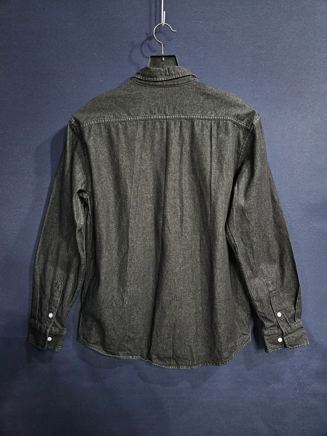 플라스틱 프로덕트 멜란지 블랙 남성 오버핏 90~95 데님 긴팔셔츠  상품이미지2