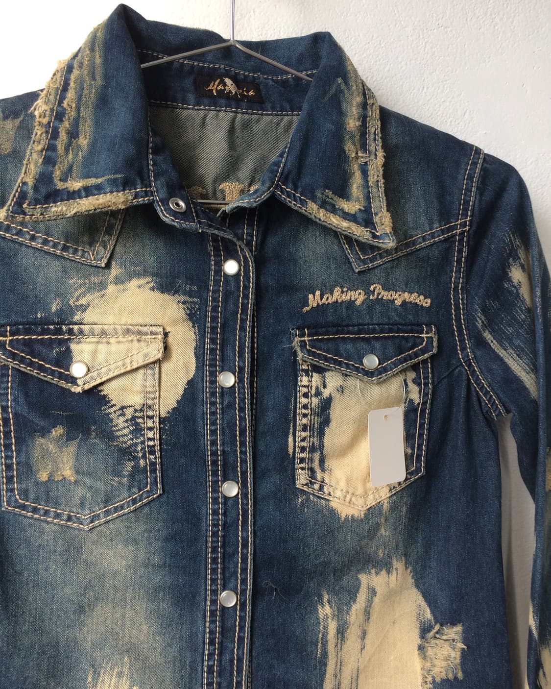 Back needle work washing denim shirt 상품이미지4