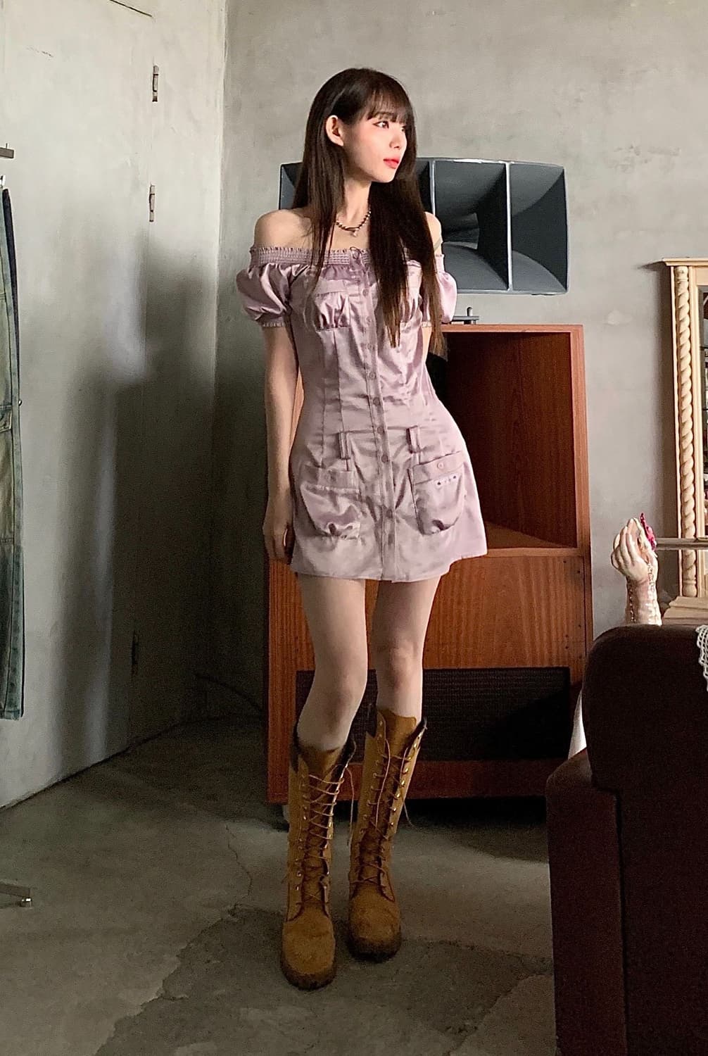 스컬프터 Ethereal Satin Dress Pale Purple  상품이미지3