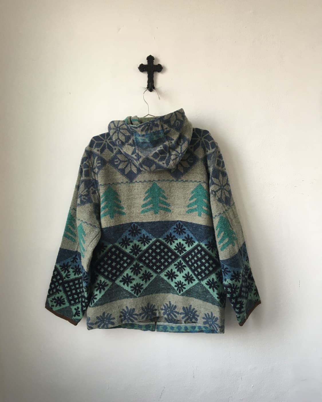 Snow pattern woolen hood jacket 상품이미지3