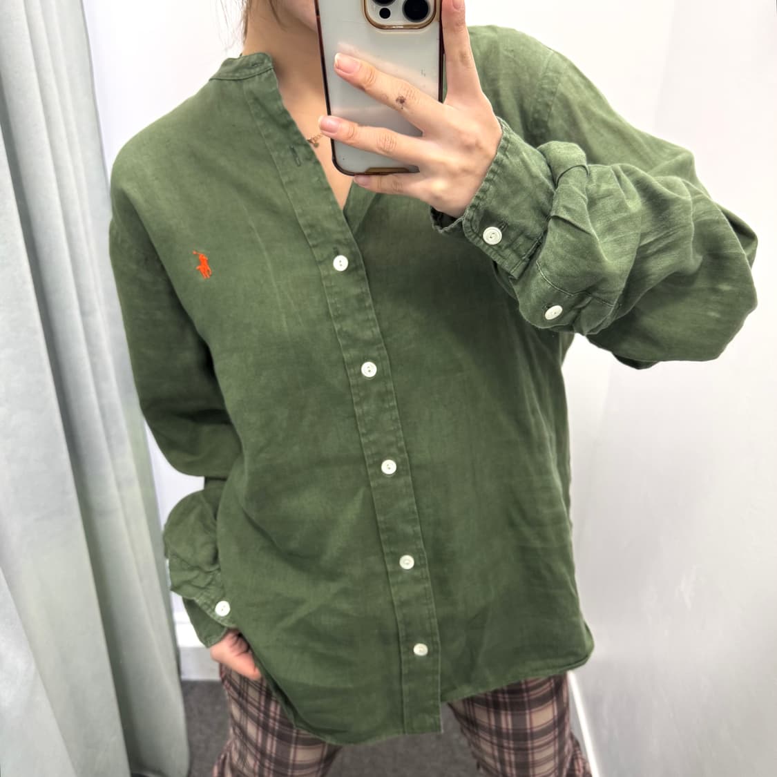 폴로 카키 린넨 클래식핏 셔츠 상품이미지4