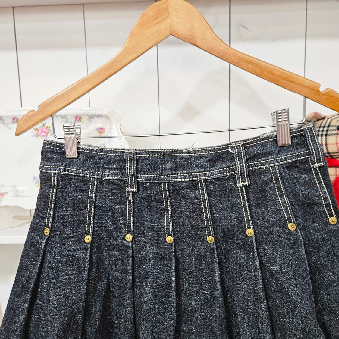 데님 플리츠 미니스커트 상품이미지4