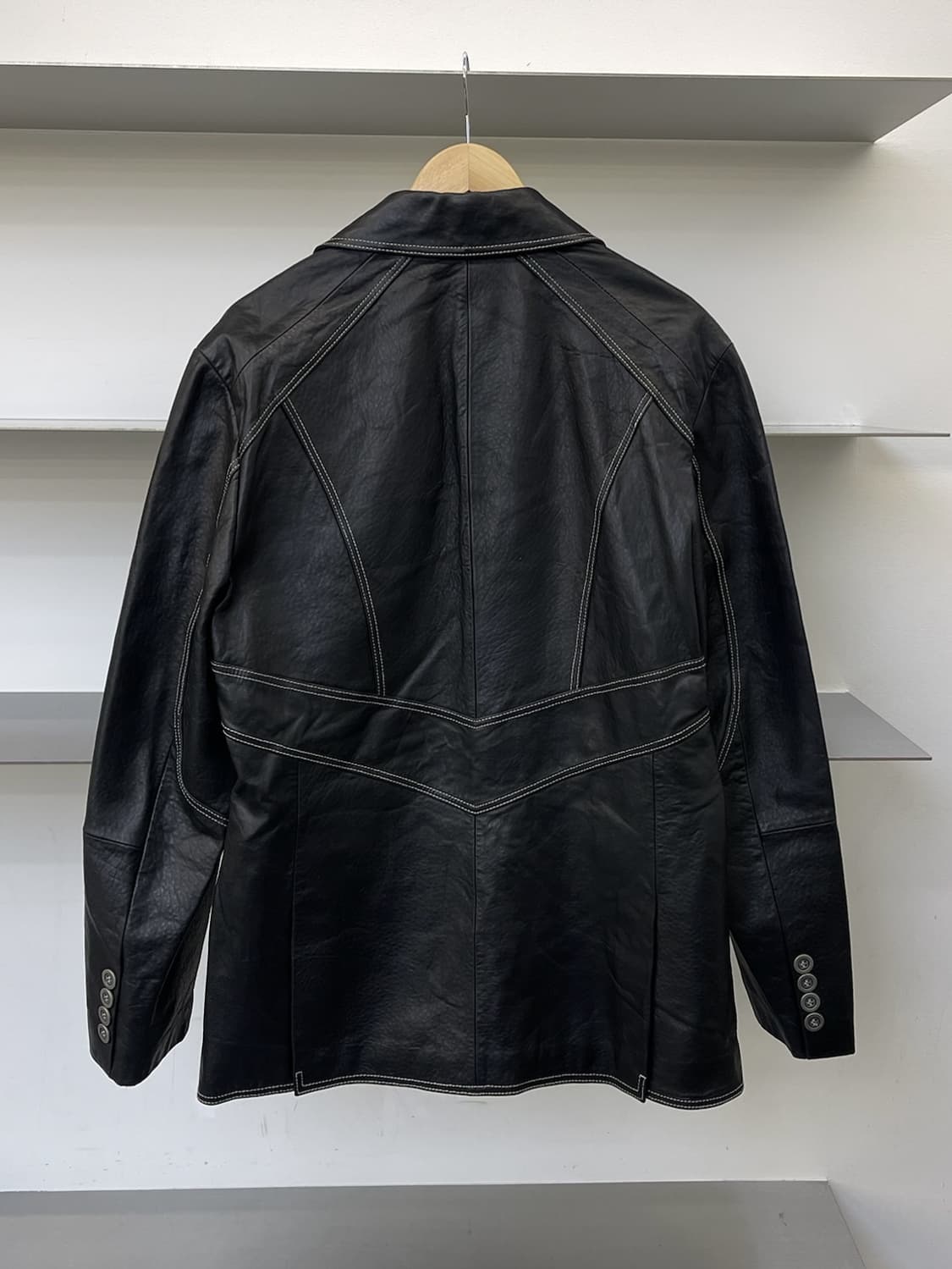 Jc 콘트라스트 스티치 레더 블레이저 상품이미지3