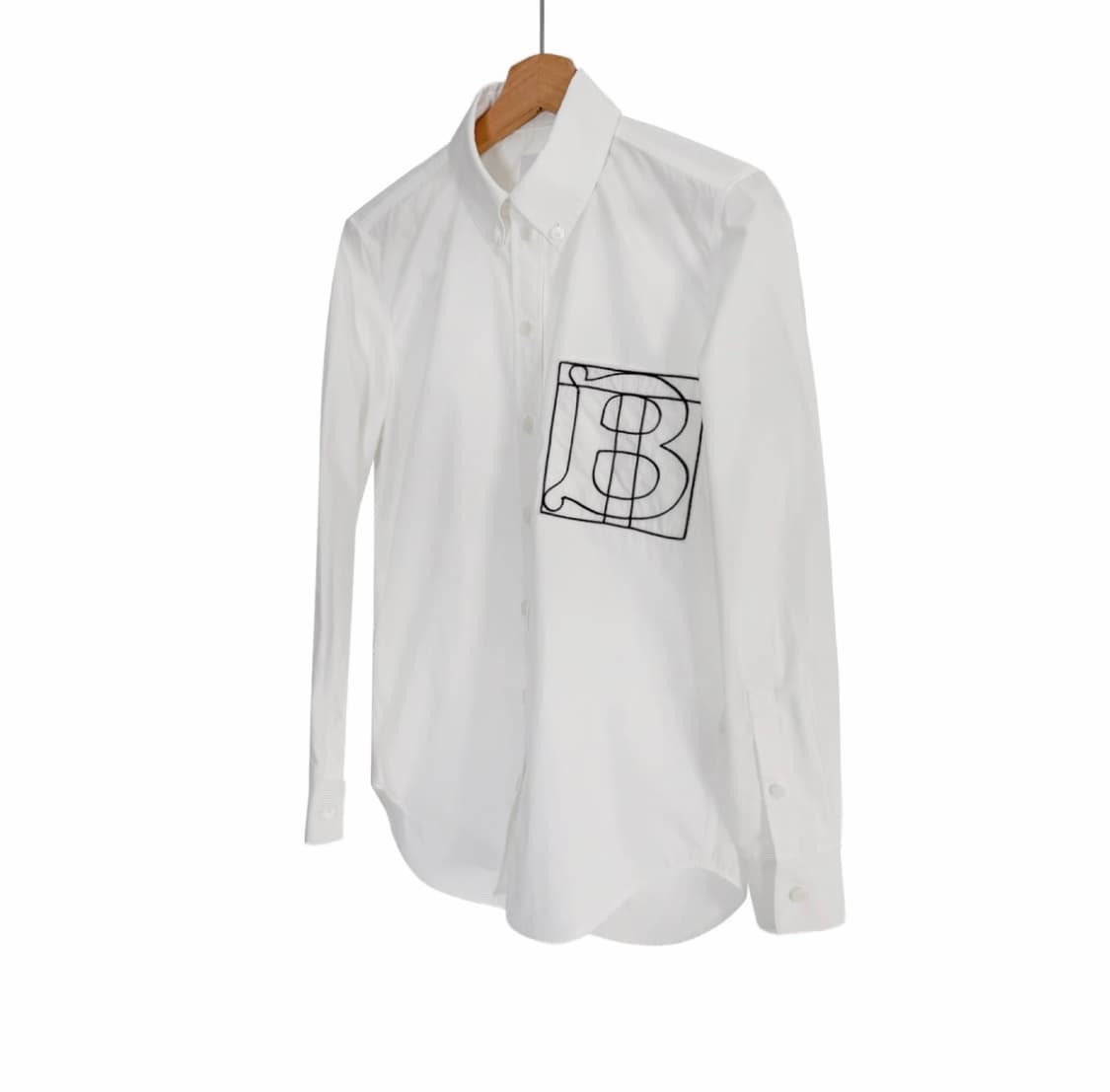 [36] 버버리 여성 자수 모노그램 로고 포플린 코튼 긴팔 셔츠 화이트 상품이미지2