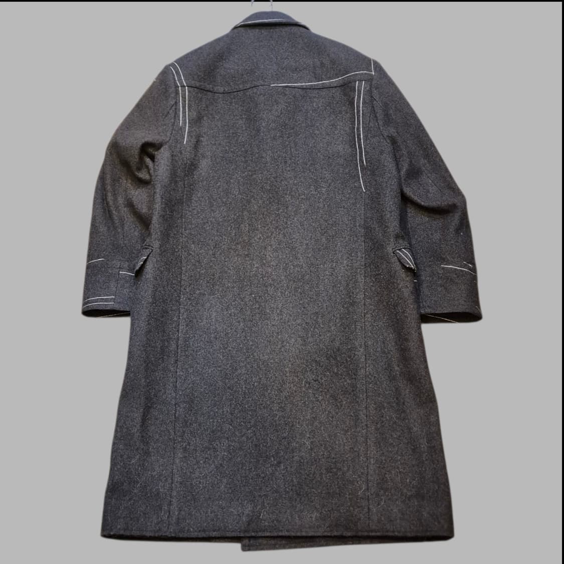 L~XL(착샷잇음) 스티치포인트 차콜 울 더블롱코트  상품이미지2