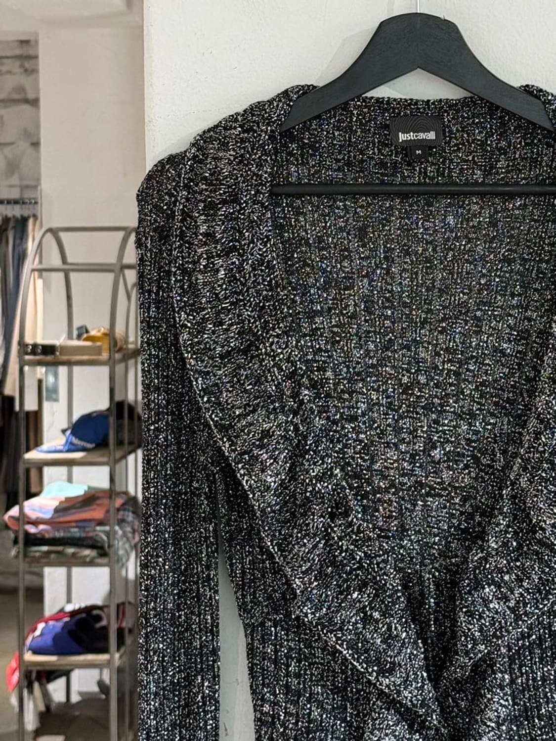 저스트 카발리 블랙 글리터 프릴 가디건 상품이미지2