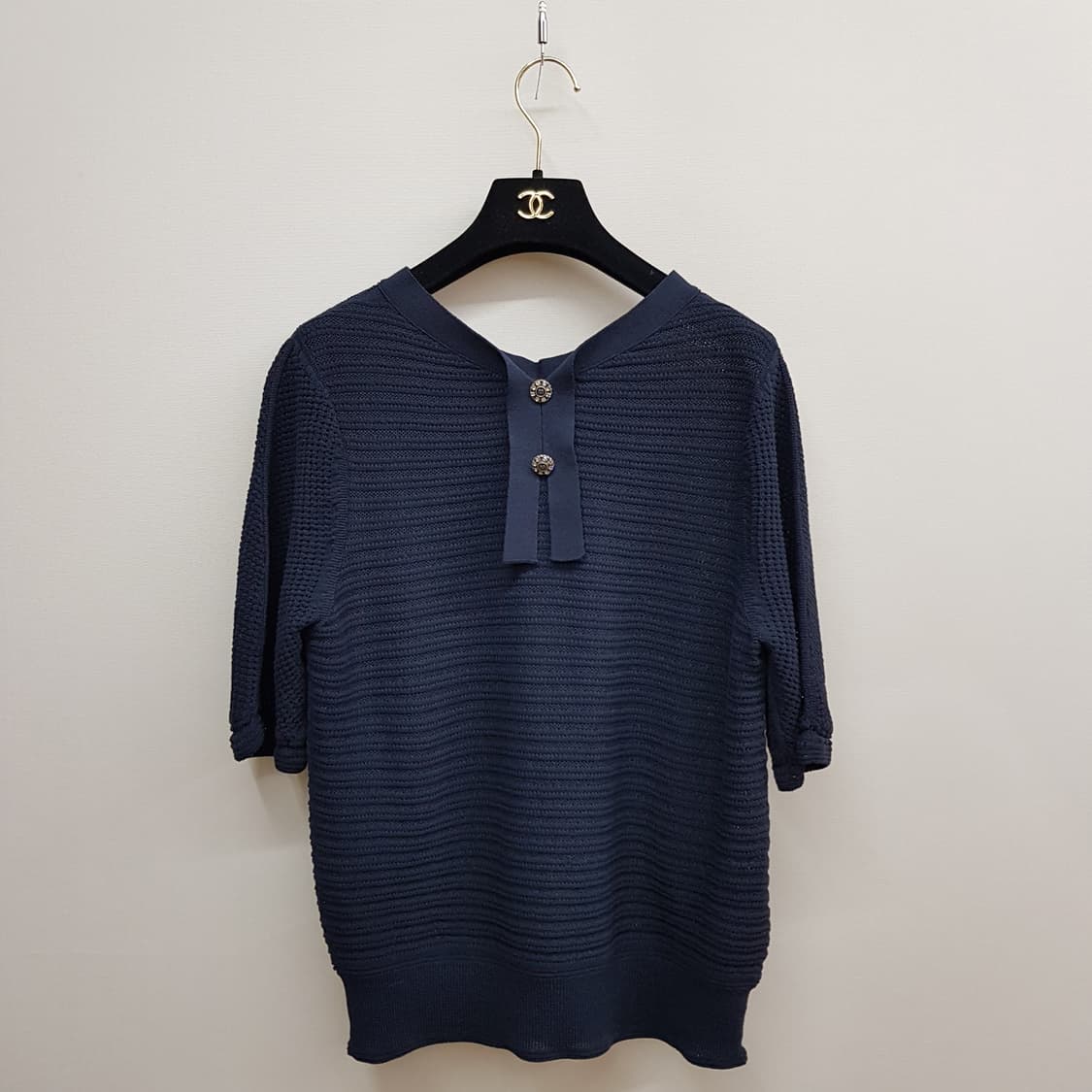 한섬 마인 2022 버튼 디테일 하프 슬리브 니트 F사이즈 상품이미지1