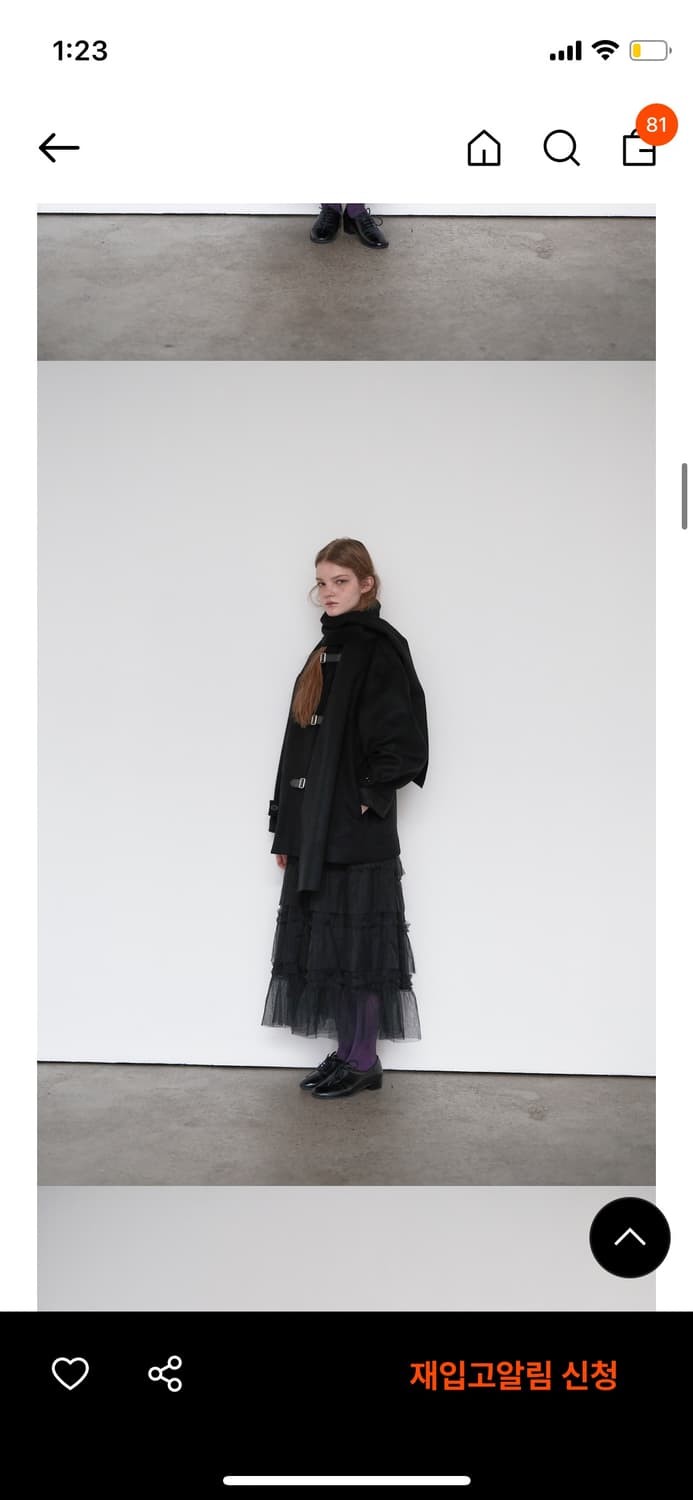 [생긴스튜디오] 벨티드 머플러 울 코트 - 블랙 상품이미지3