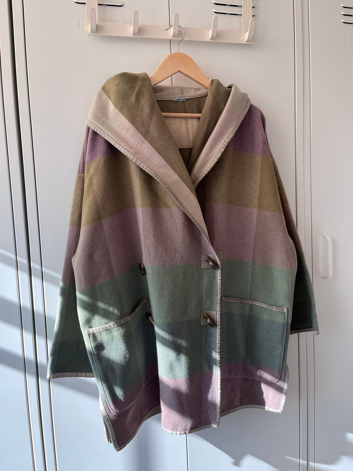 Vintage  후드 케이프형 투버튼 더플 코트 상품이미지4