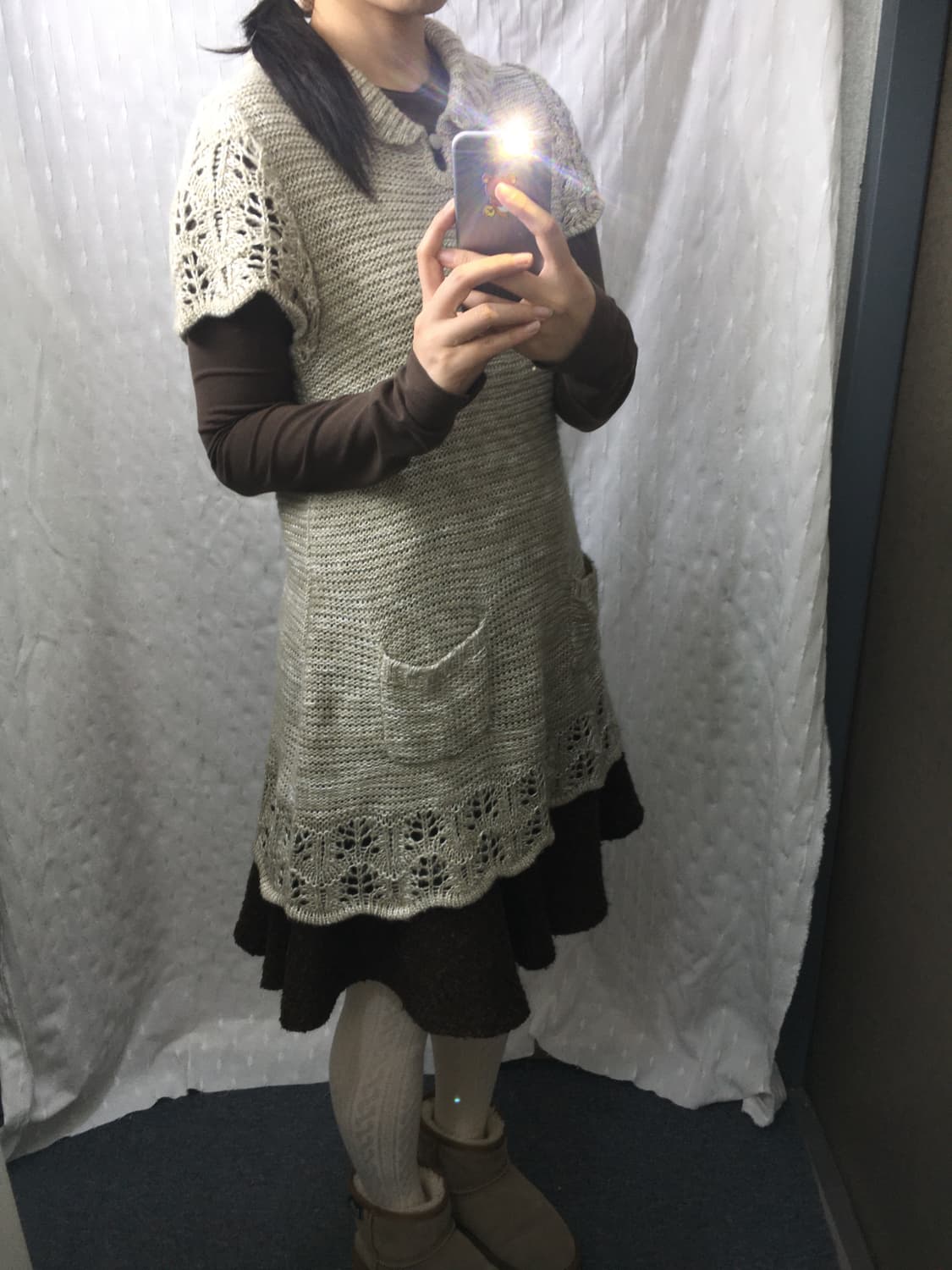 베이지 보카시 니트 원피스 상품이미지5