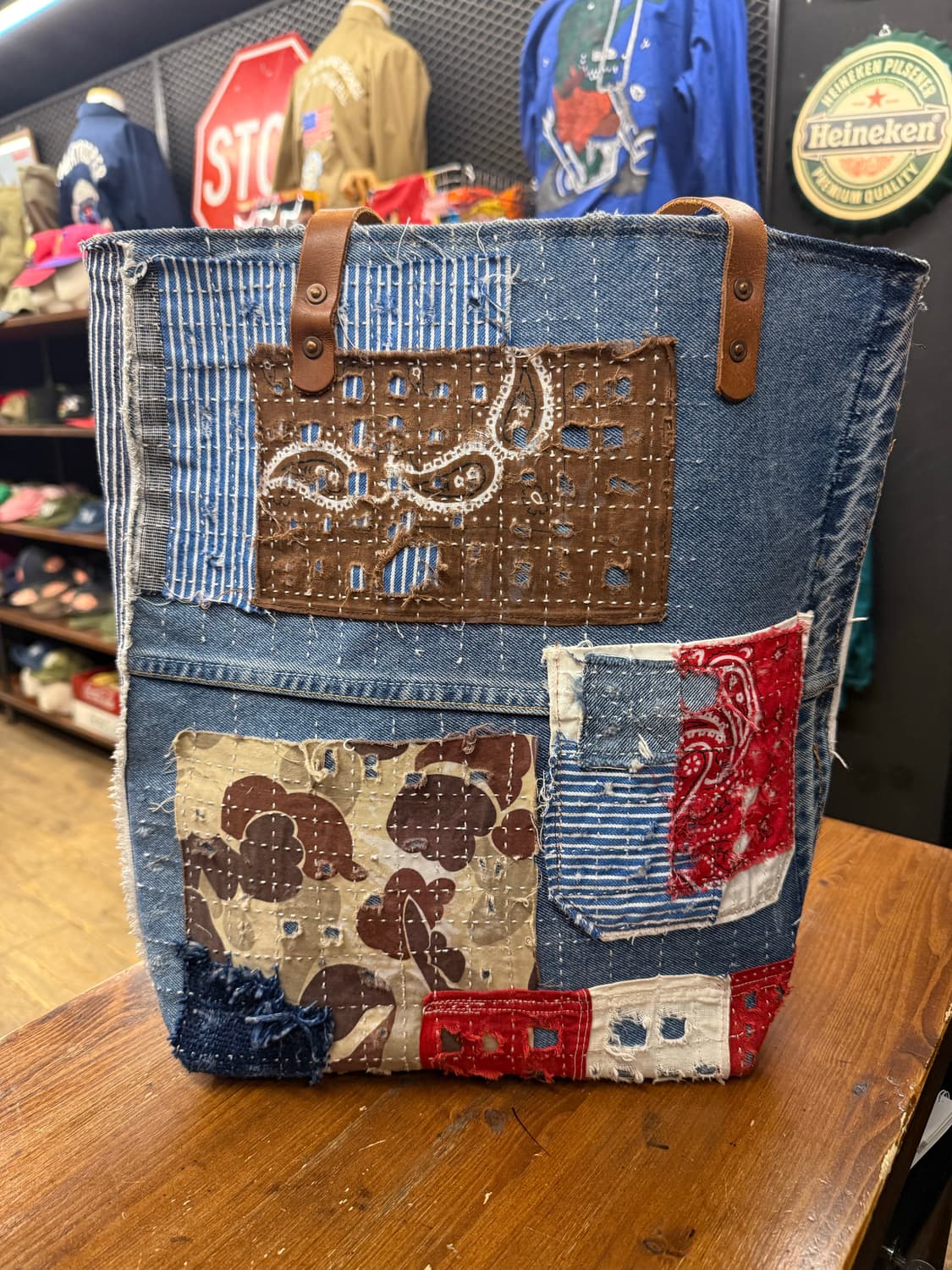 빈티지 데님 패치워크 토트백  상품이미지1