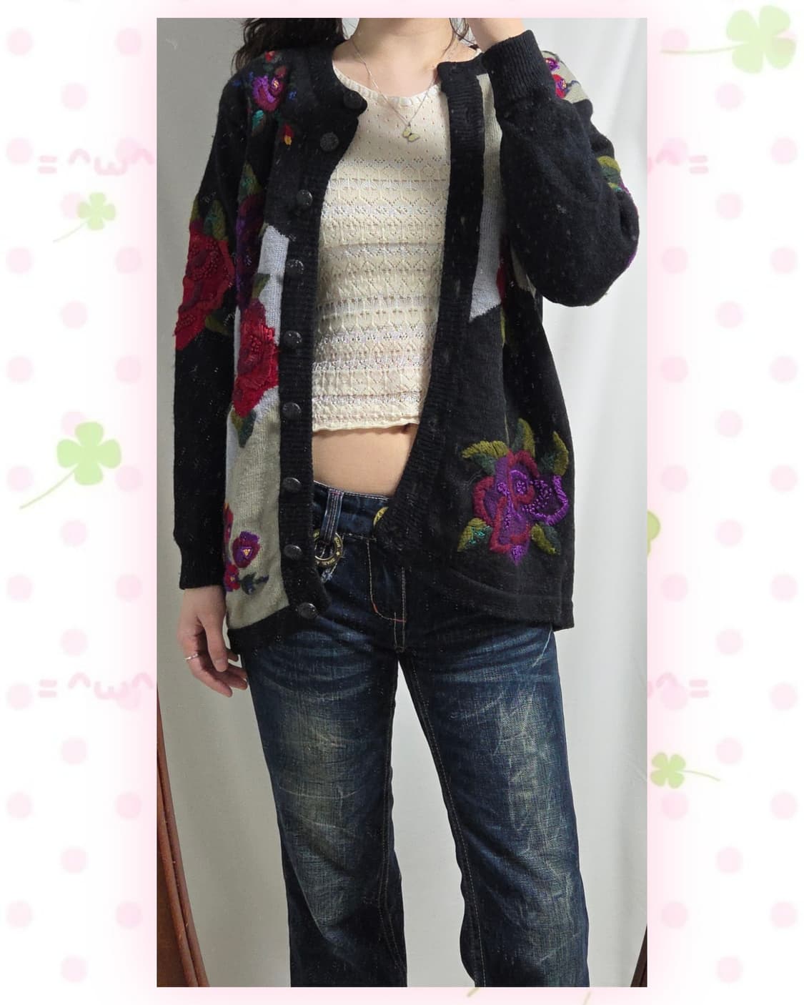 MRS GIARDINO 꽃자수 울 가디건 상품이미지2