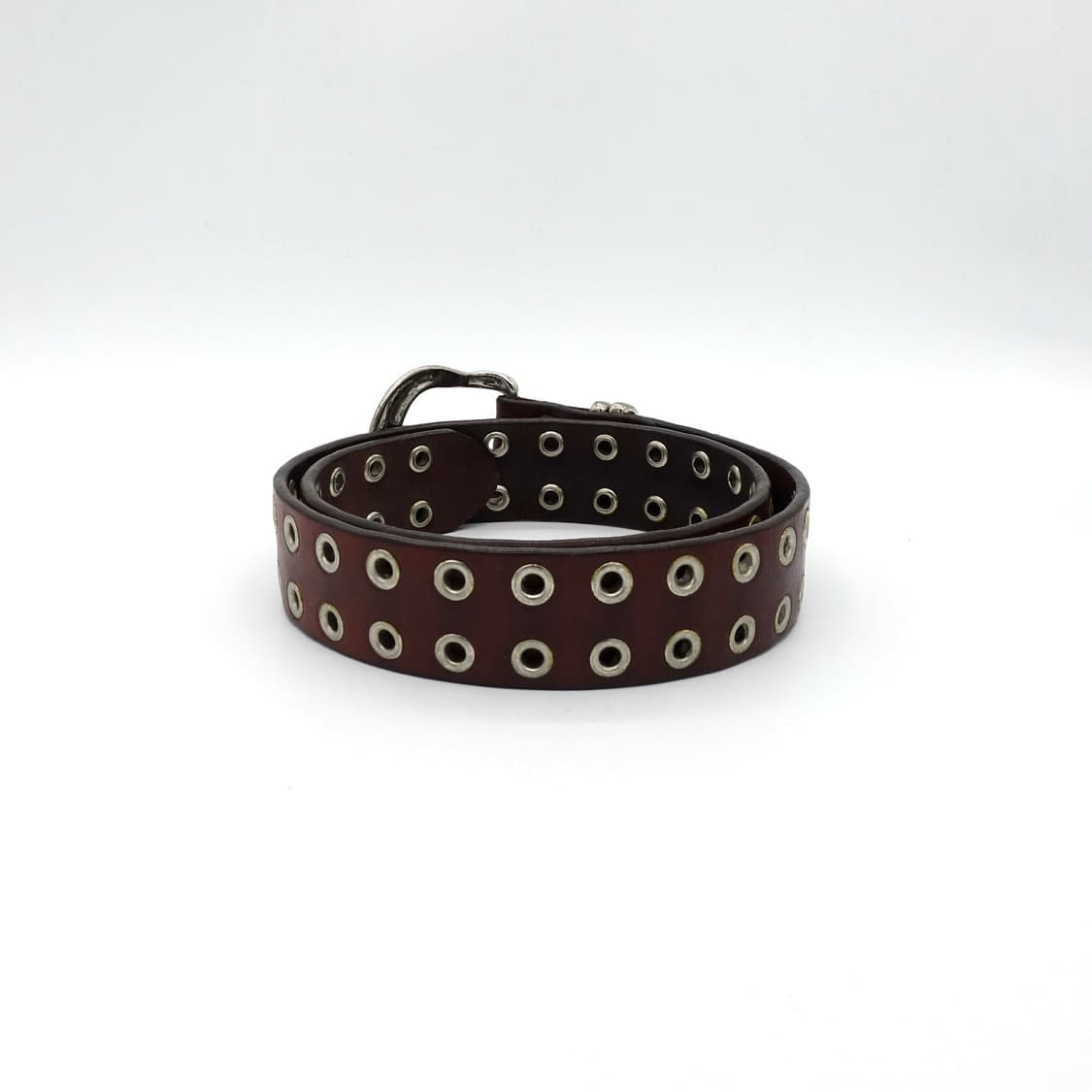 LEATHER 빈티지 레더 더블아일렛 버건디 레더 벨트 상품이미지5