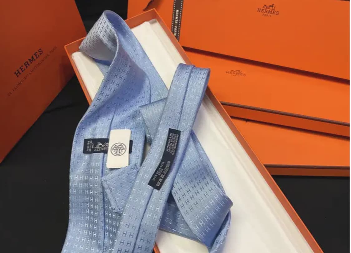 [정품] 에르메스 실크 클래식 넥타이 라이트 블루 상품이미지3
