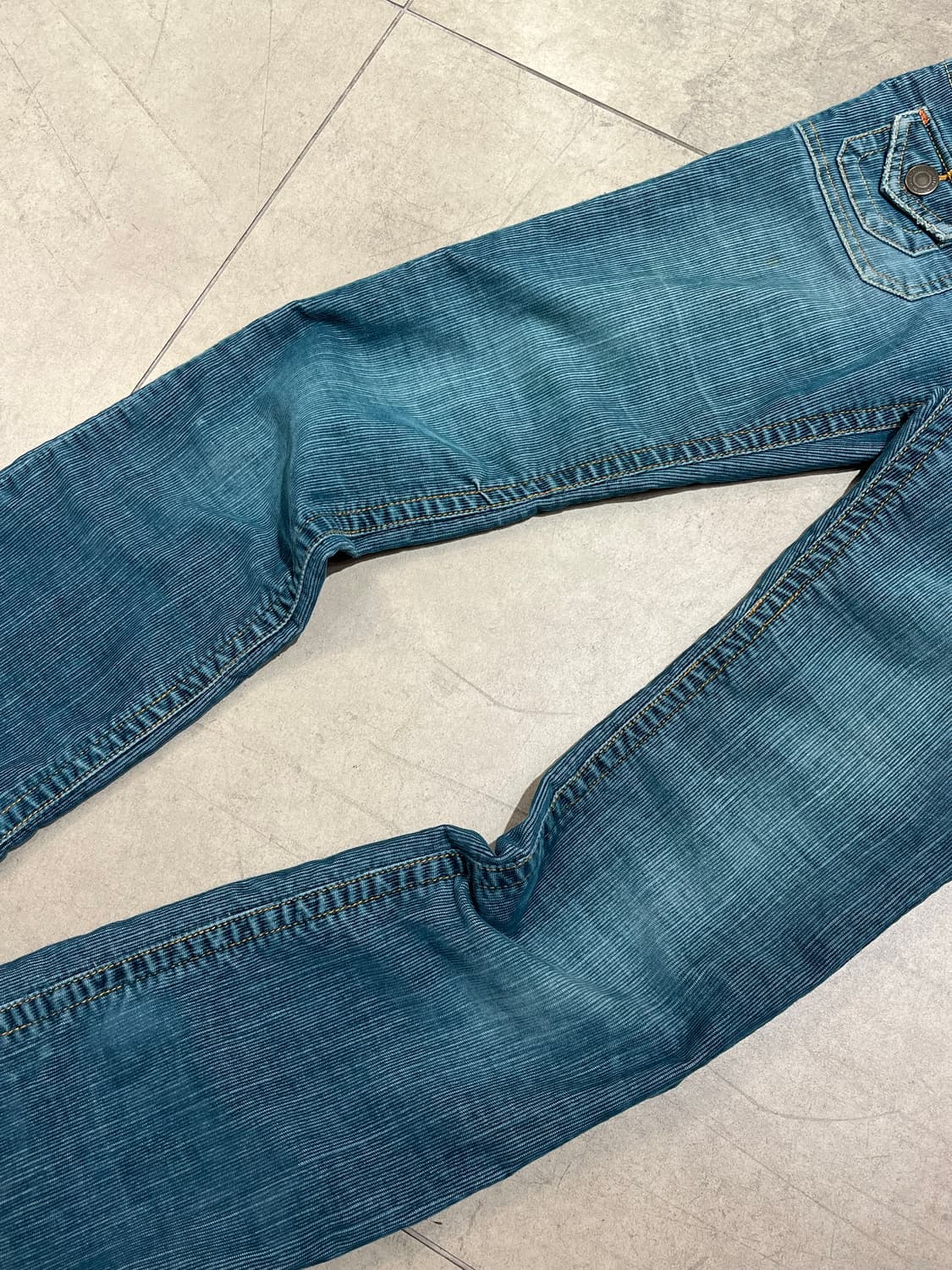 일본 빈티지 블루 골덴 로우웨스트 슬림핏 팬츠 상품이미지3