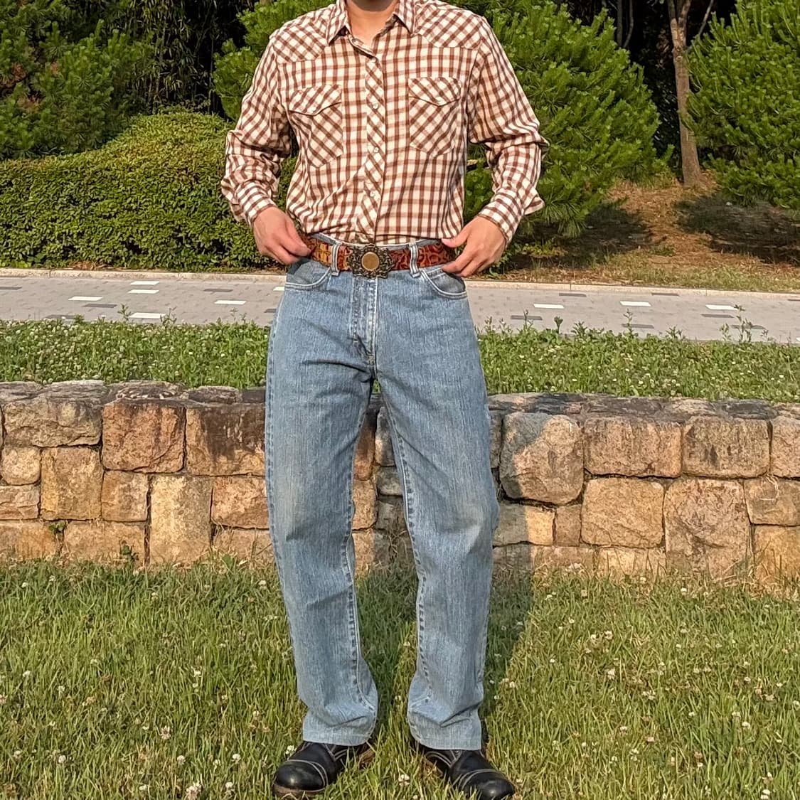랭글러 Wrangler 브라운 체크 웨스턴 셔츠 상품이미지2