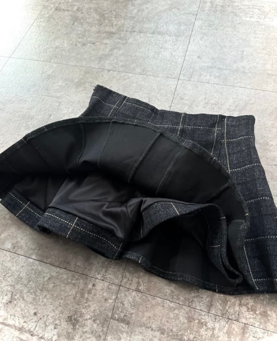 체크 플리츠 긱시크 라떼갸루 스커트 모리걸 상품이미지4