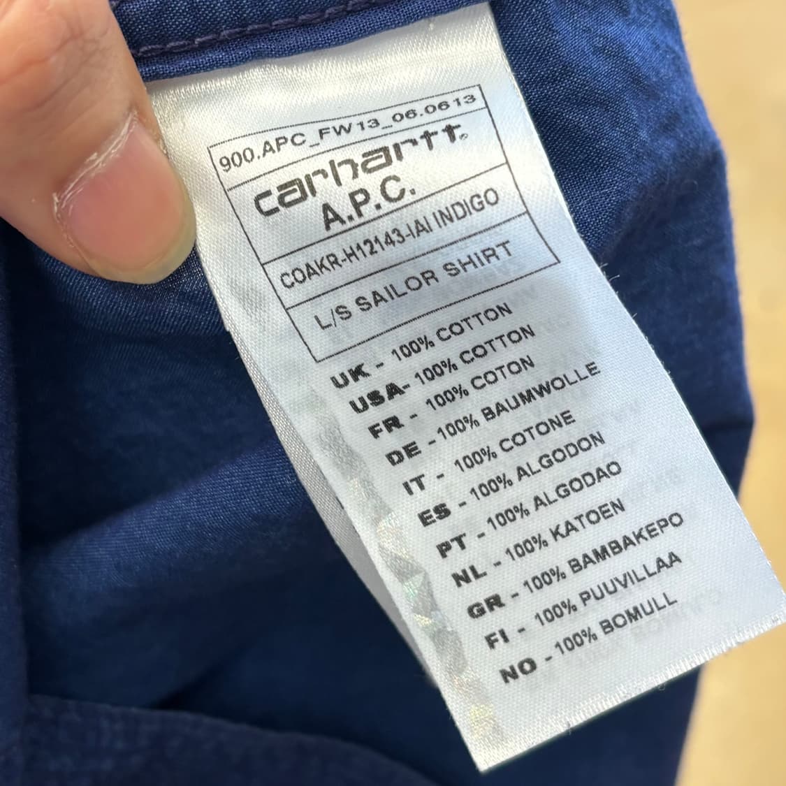 XS 아페세x칼하트 투포켓 네이비 셔츠 상품이미지5