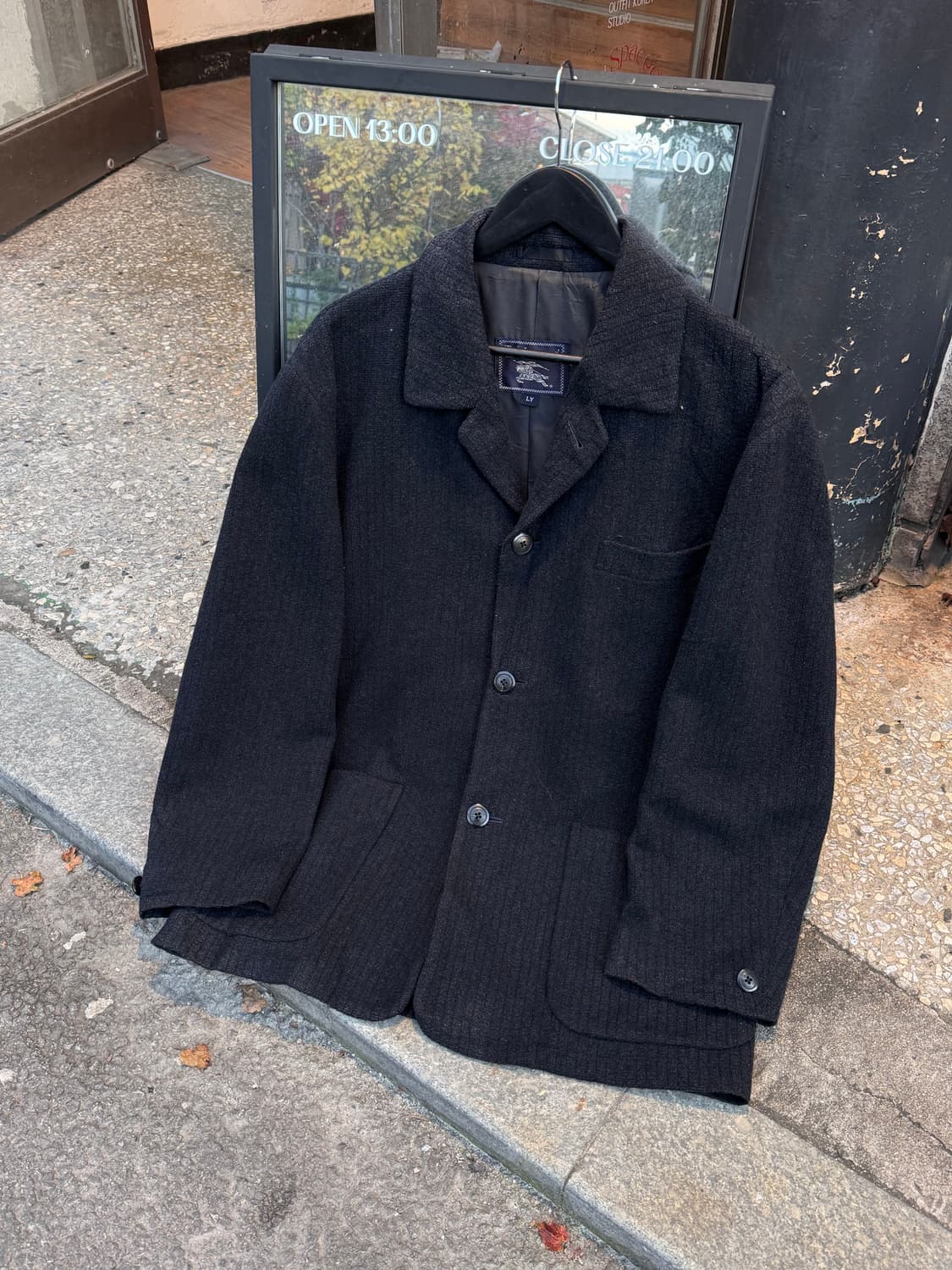 90s 버버리 다크그레이 3B 울 자켓  상품이미지1