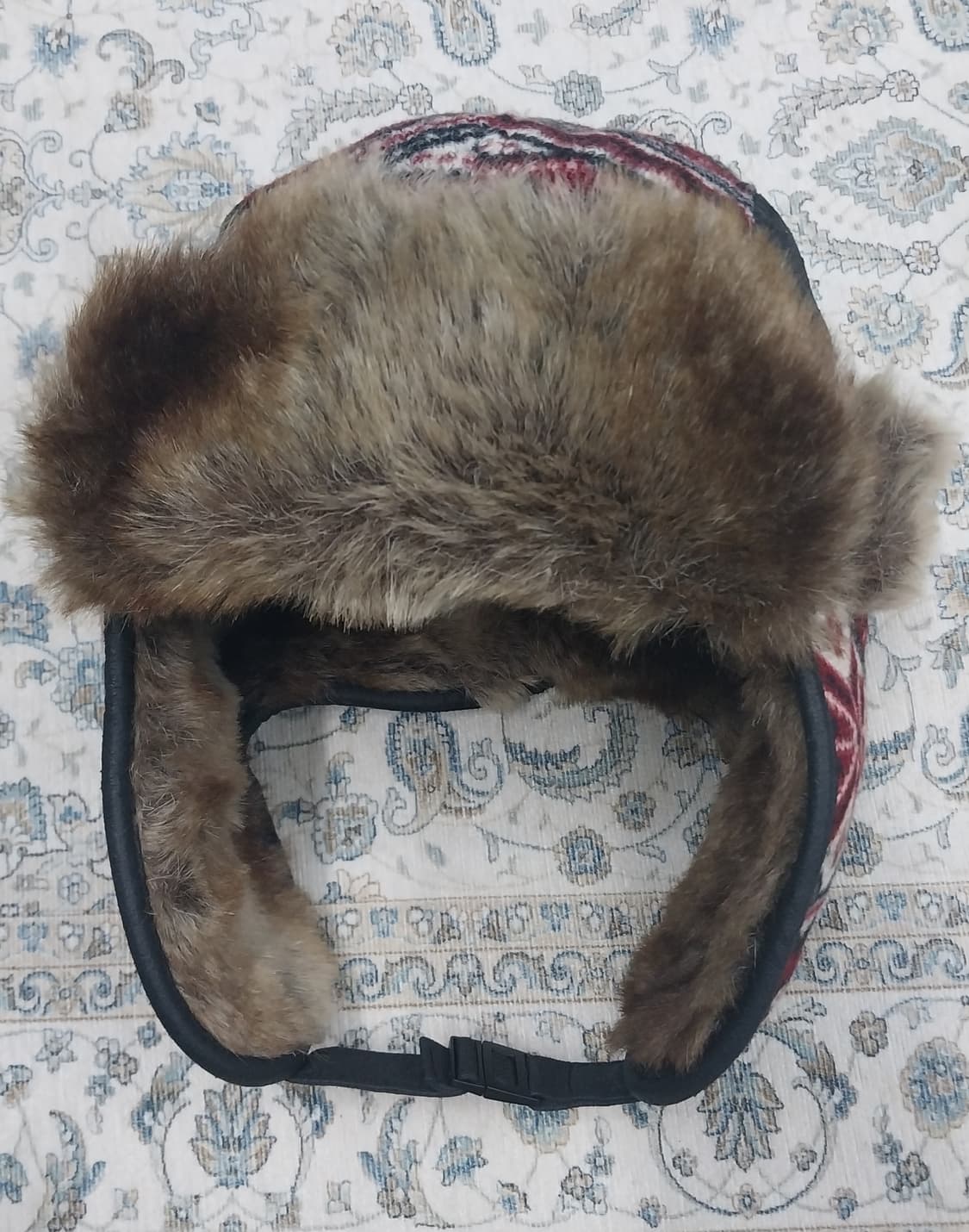 청림사 패턴 퍼 귀덮개 방한모자 상품이미지1